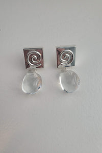 Silver Spiral And Crystal Drop Earring