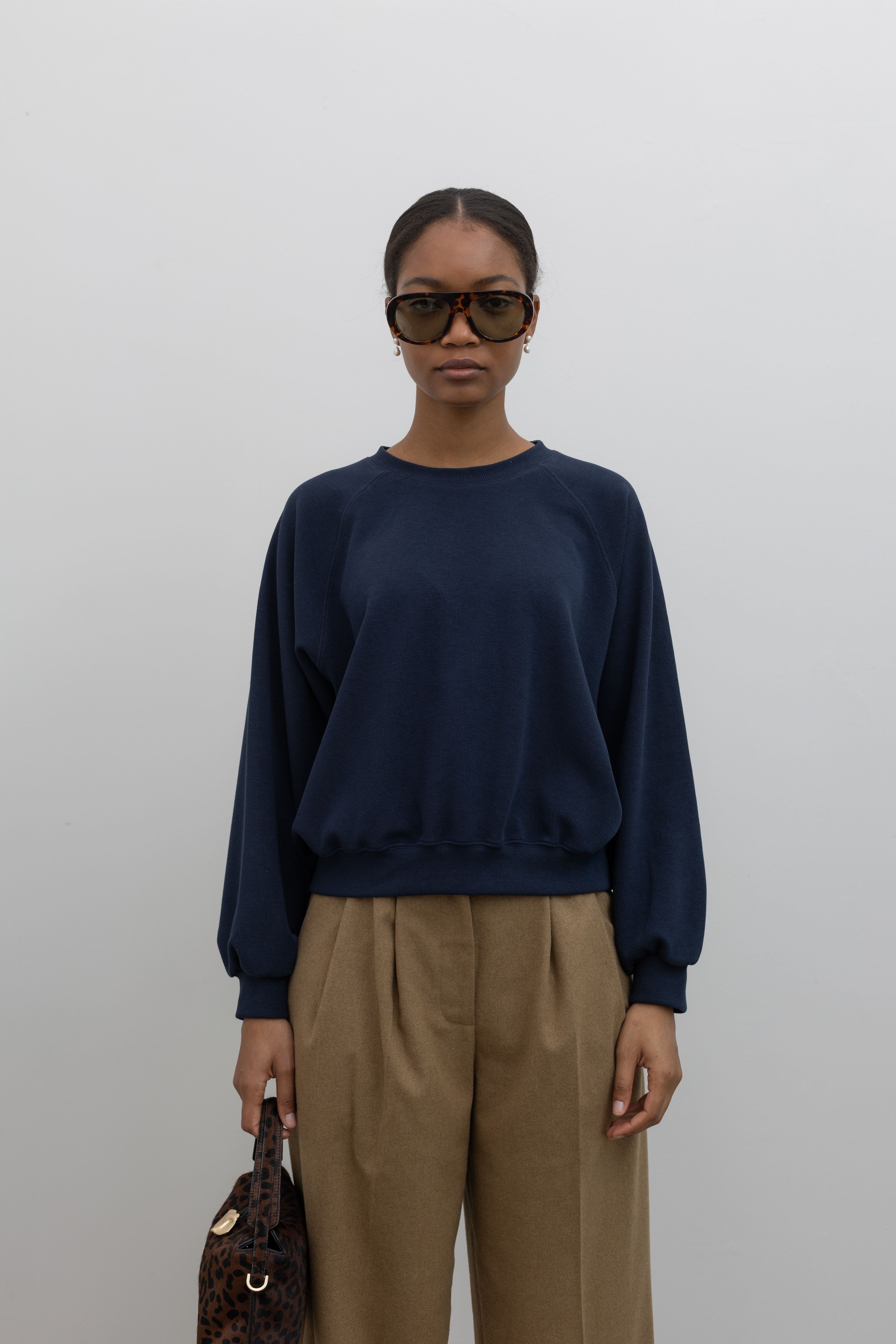 Navy Raglan Sleeve Elevated Essentials Sweatshirt