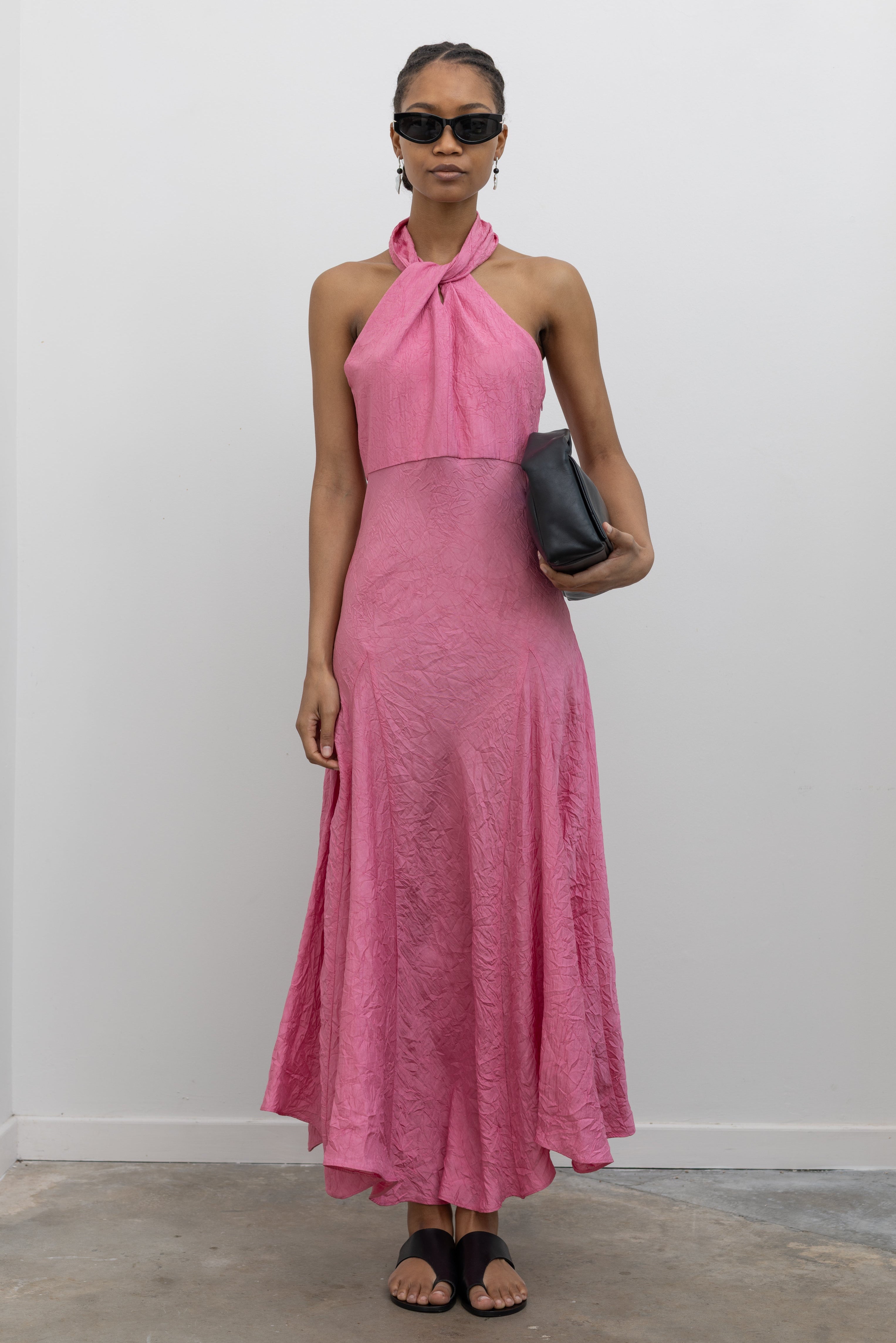 Peony Crinkle Scarf Bias Maxi Dress