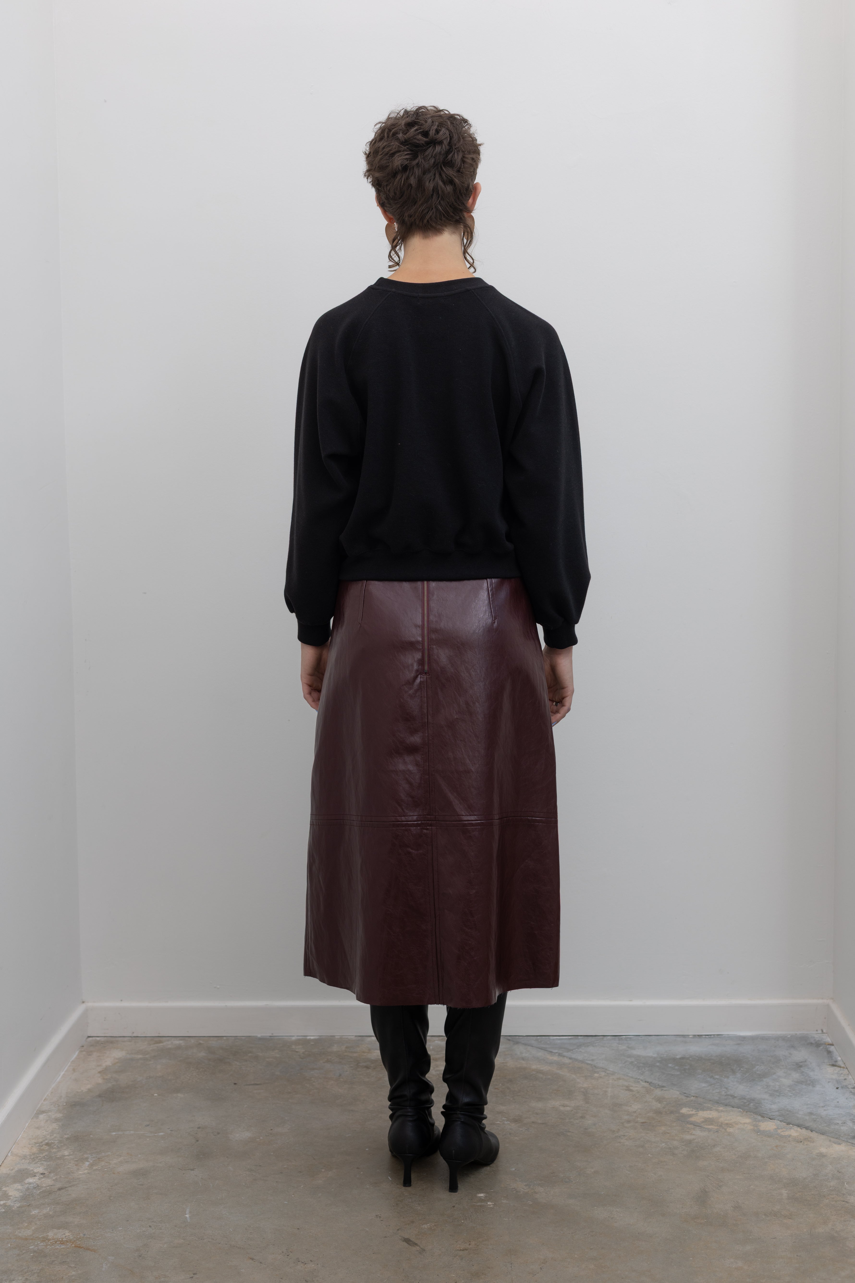 Burgundy Faux Leather Skirt