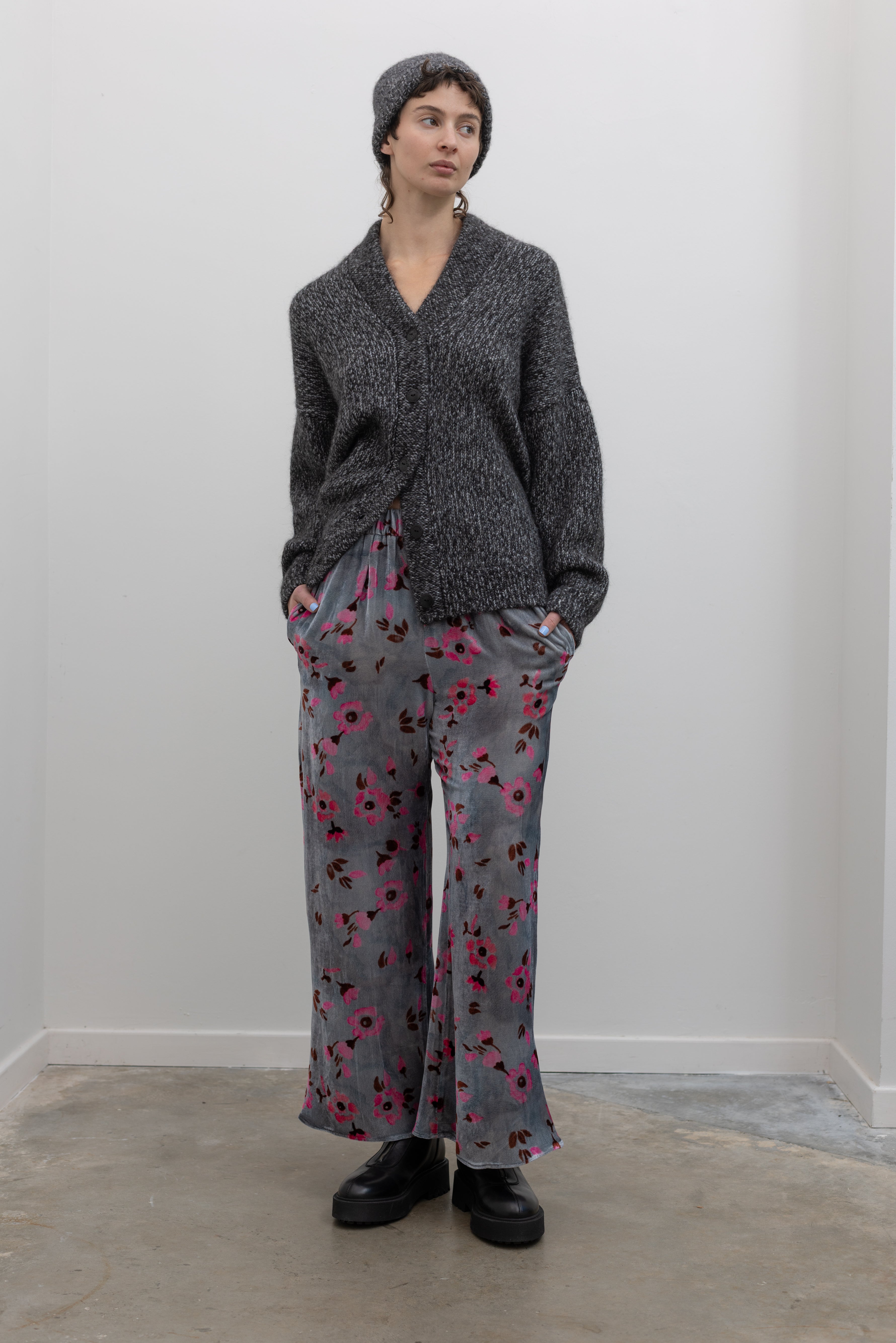 Black Oversized Melange Cardigan