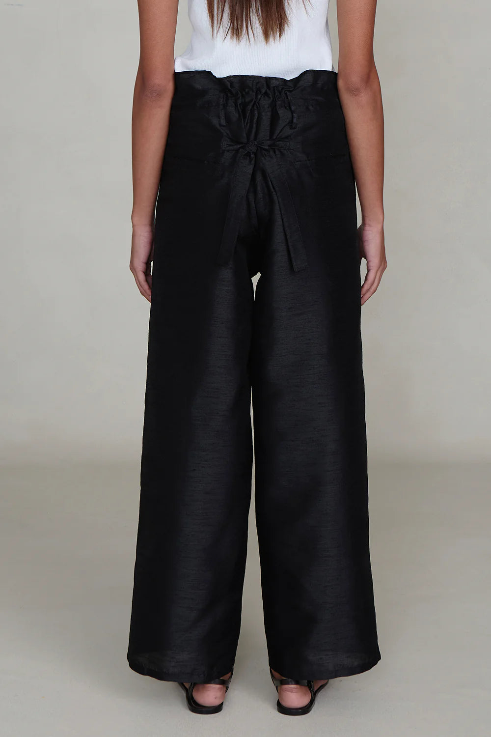 Black Dupioni Straight Leg Pant