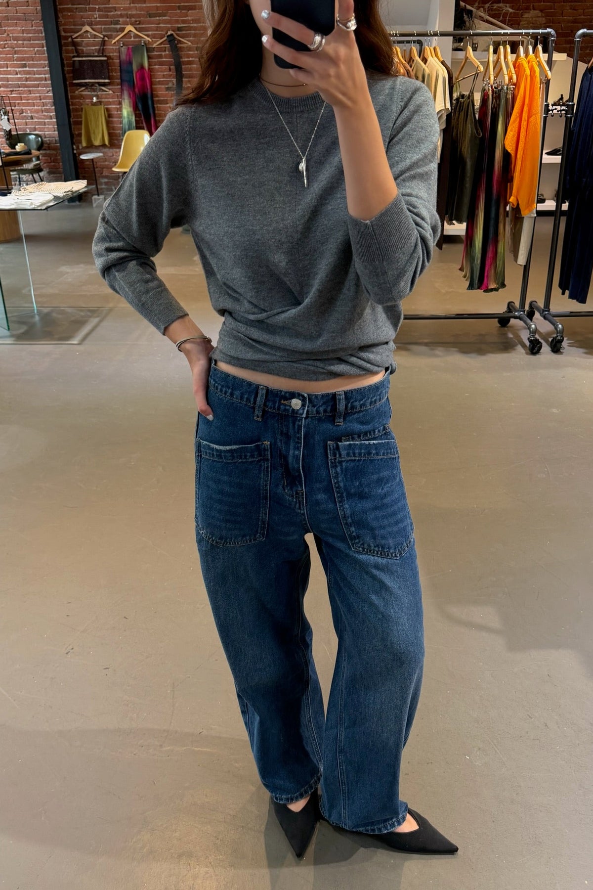 Medium Wash Curved Relaxed Jeans