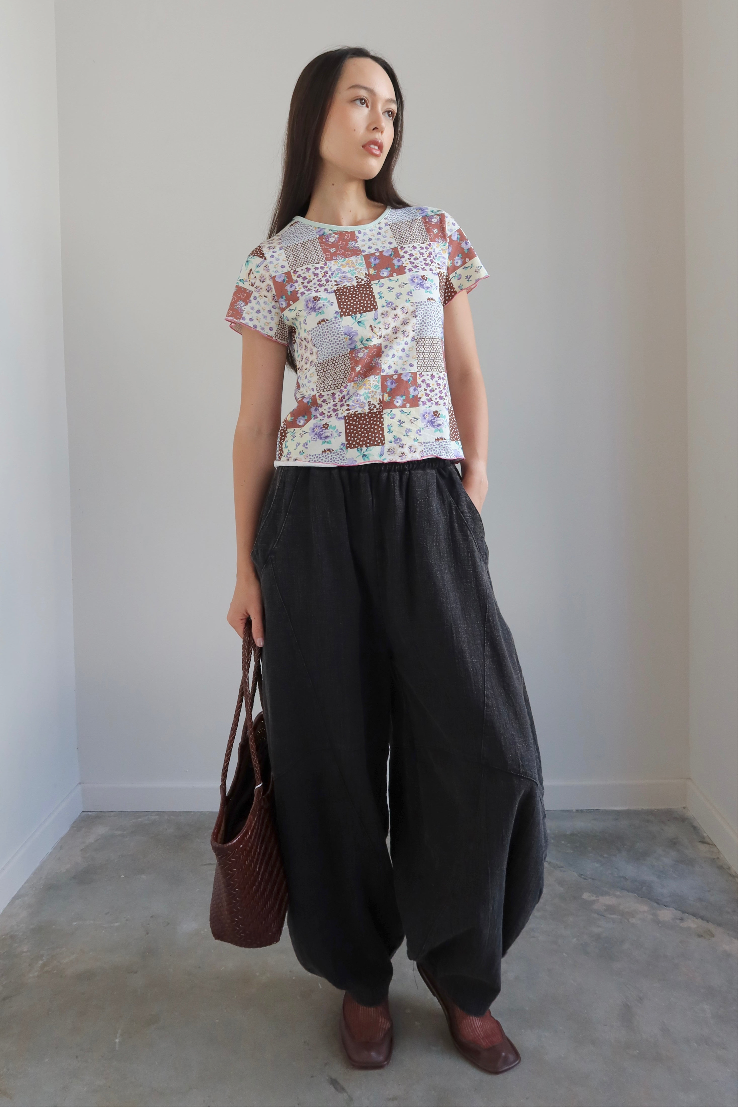 Black Barrel Cotton Blend Pants