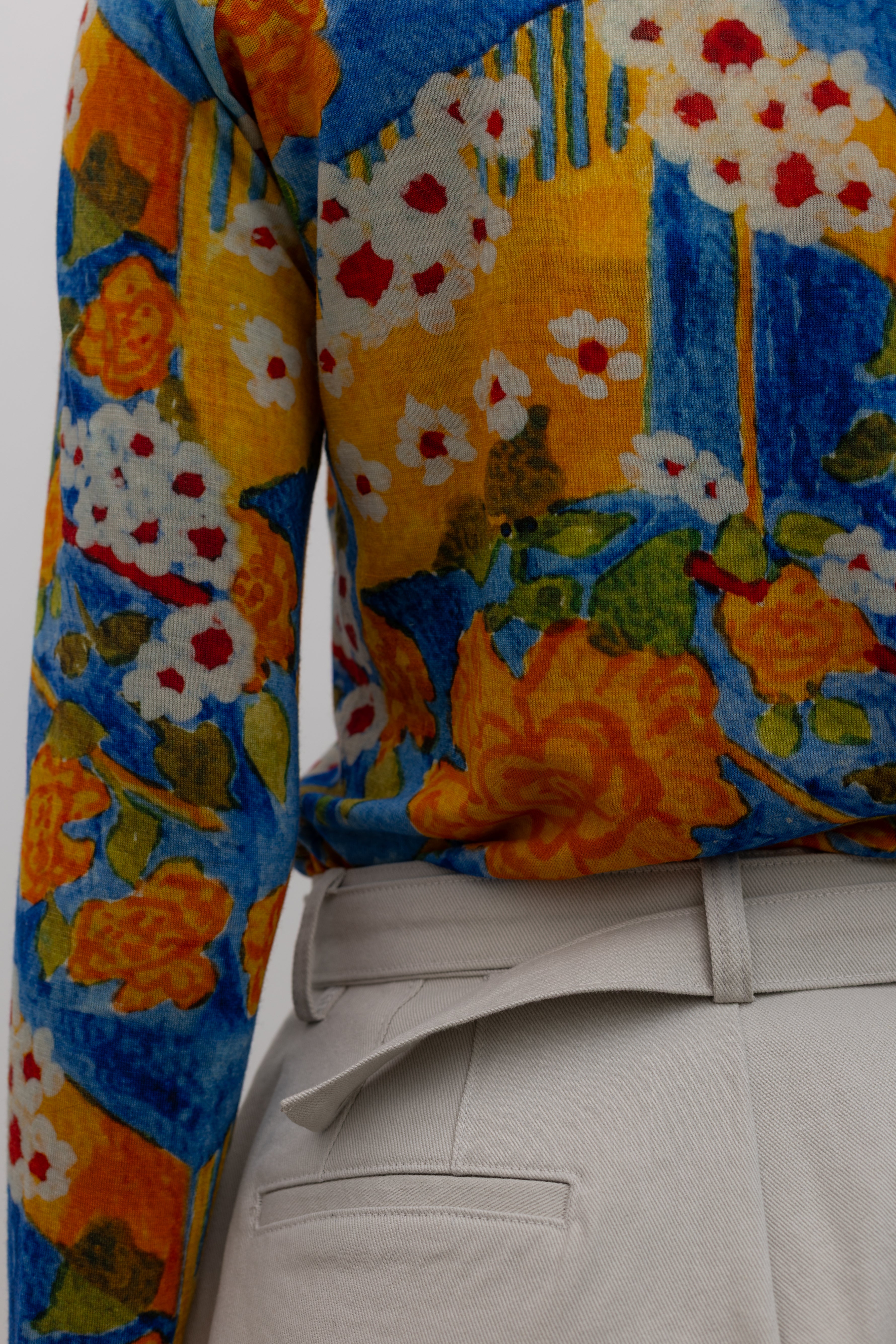 Wool Floral Turtleneck Top