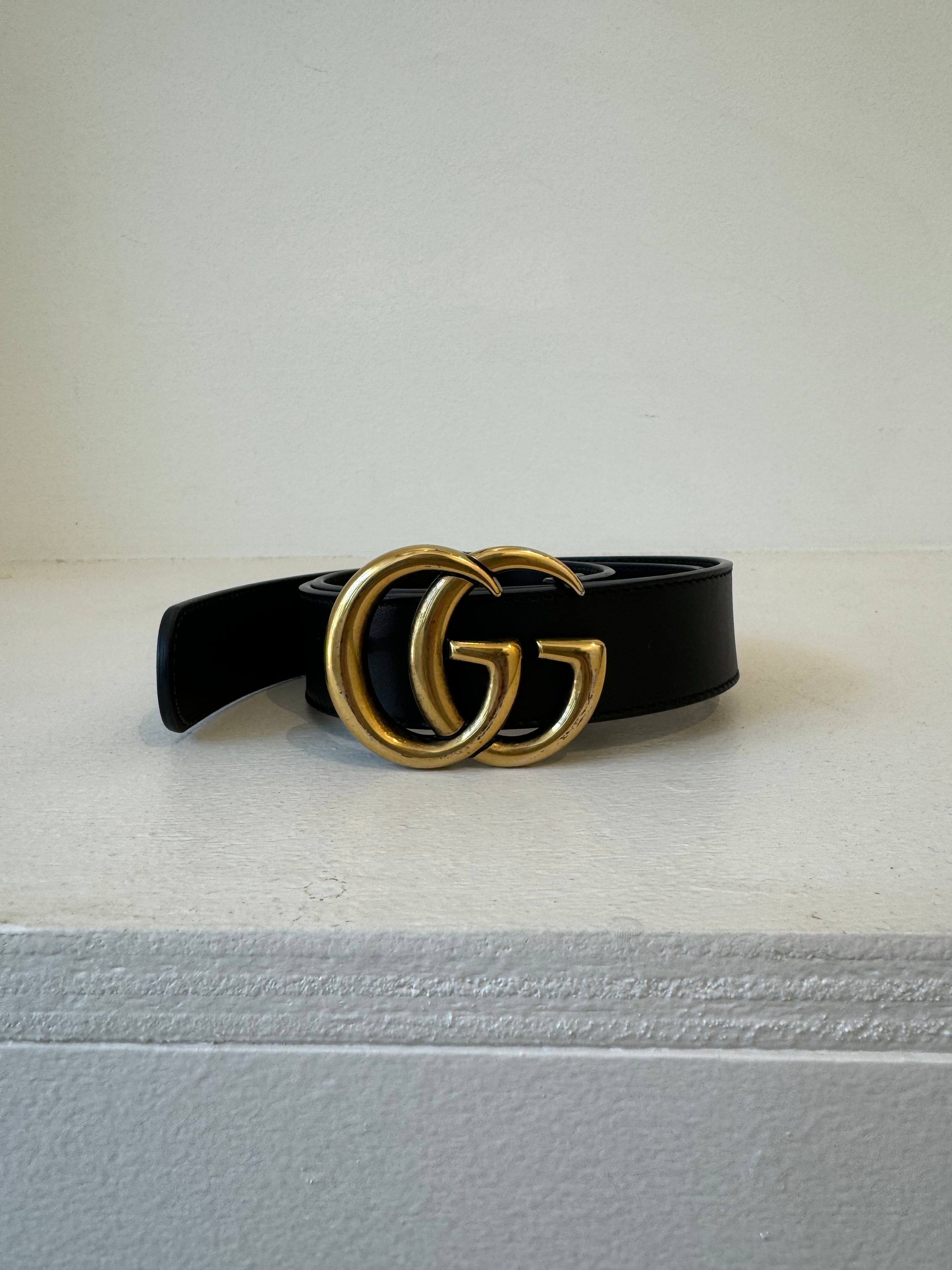 Black Gucci Marmont Wide Belt