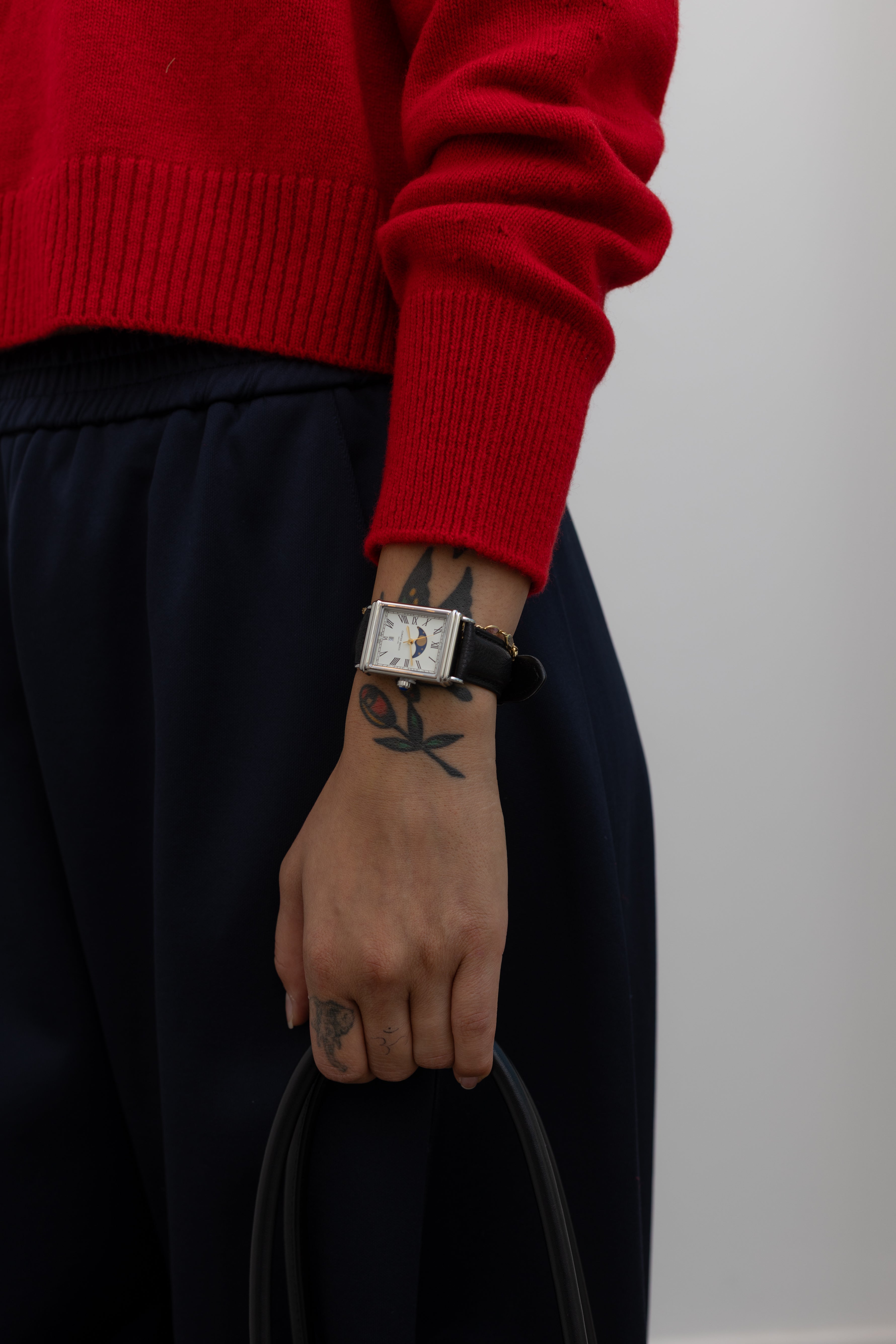 Black Leather Moon Phase Watch