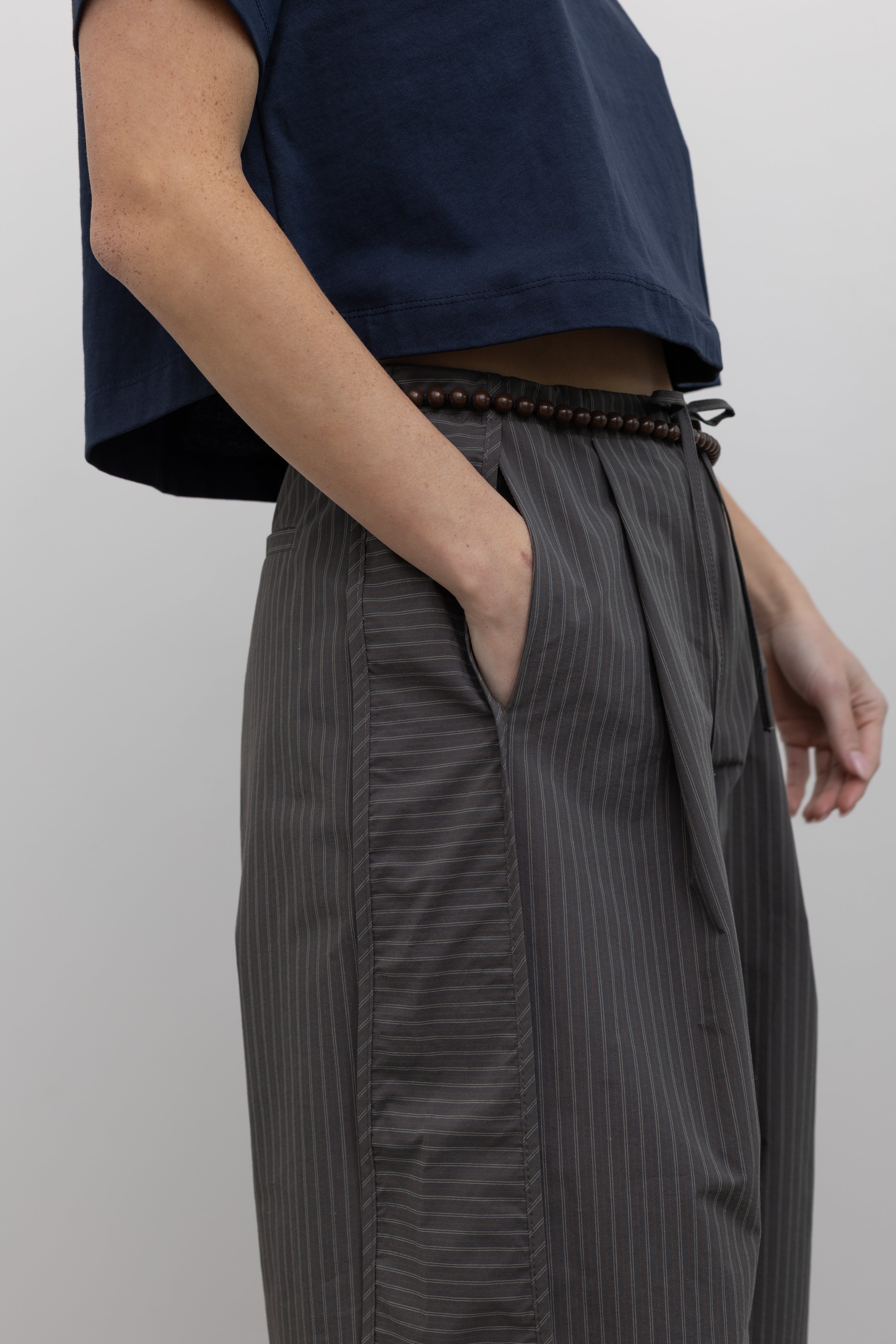 Coffee Stripe Side Panel Trousers