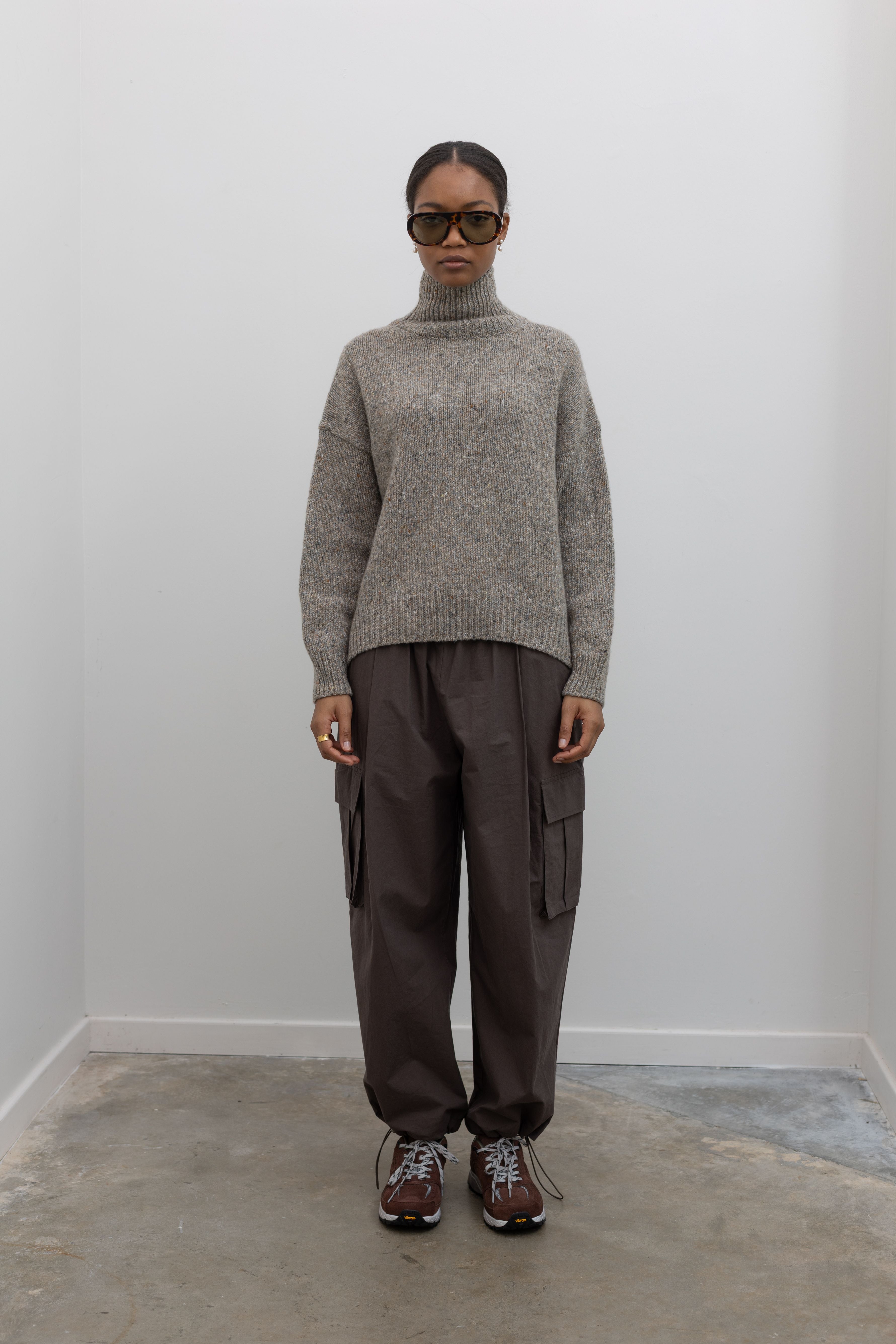 Brown Wide Leg Cargo Pants