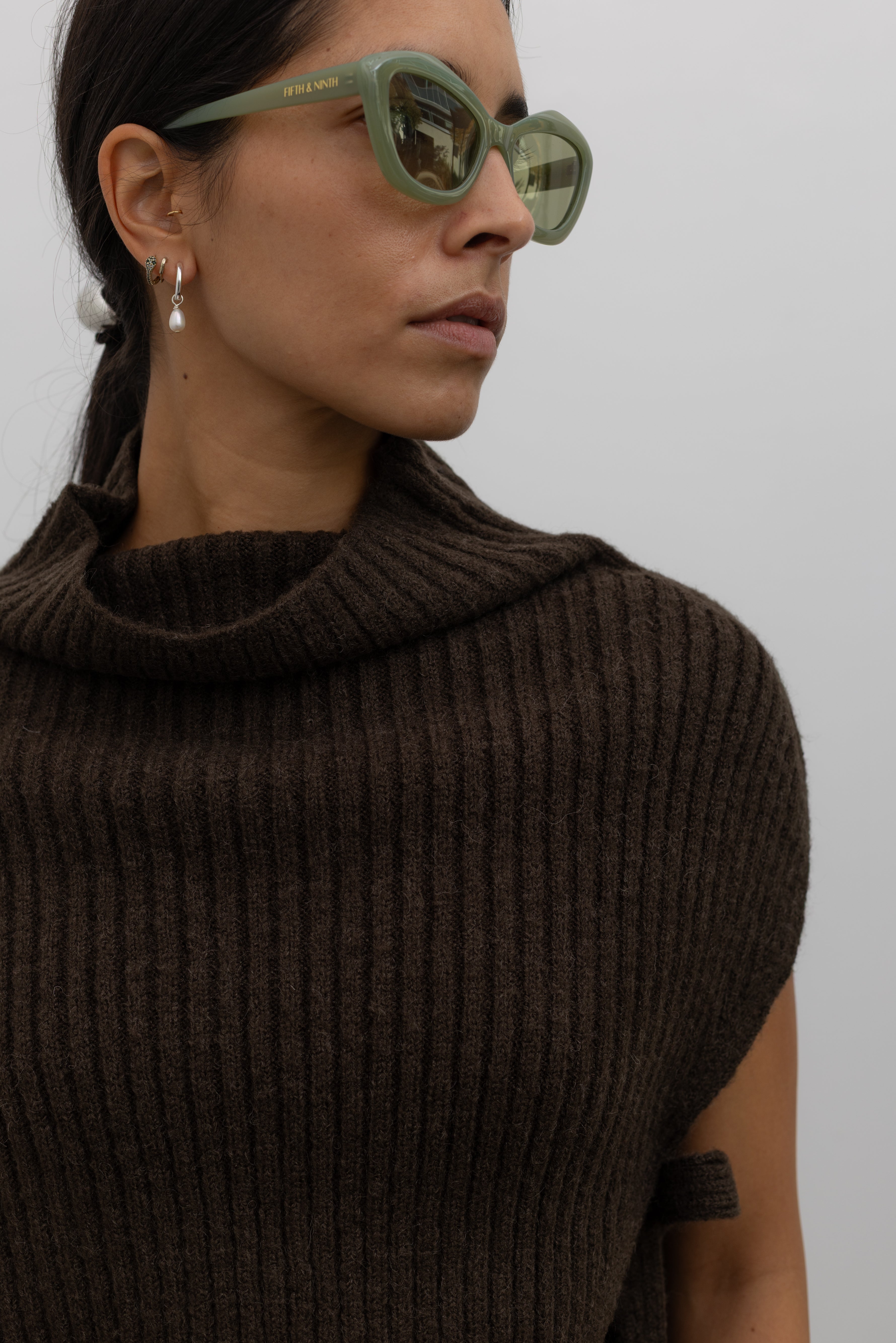 Olive Brown Ribbed Neck Warmer