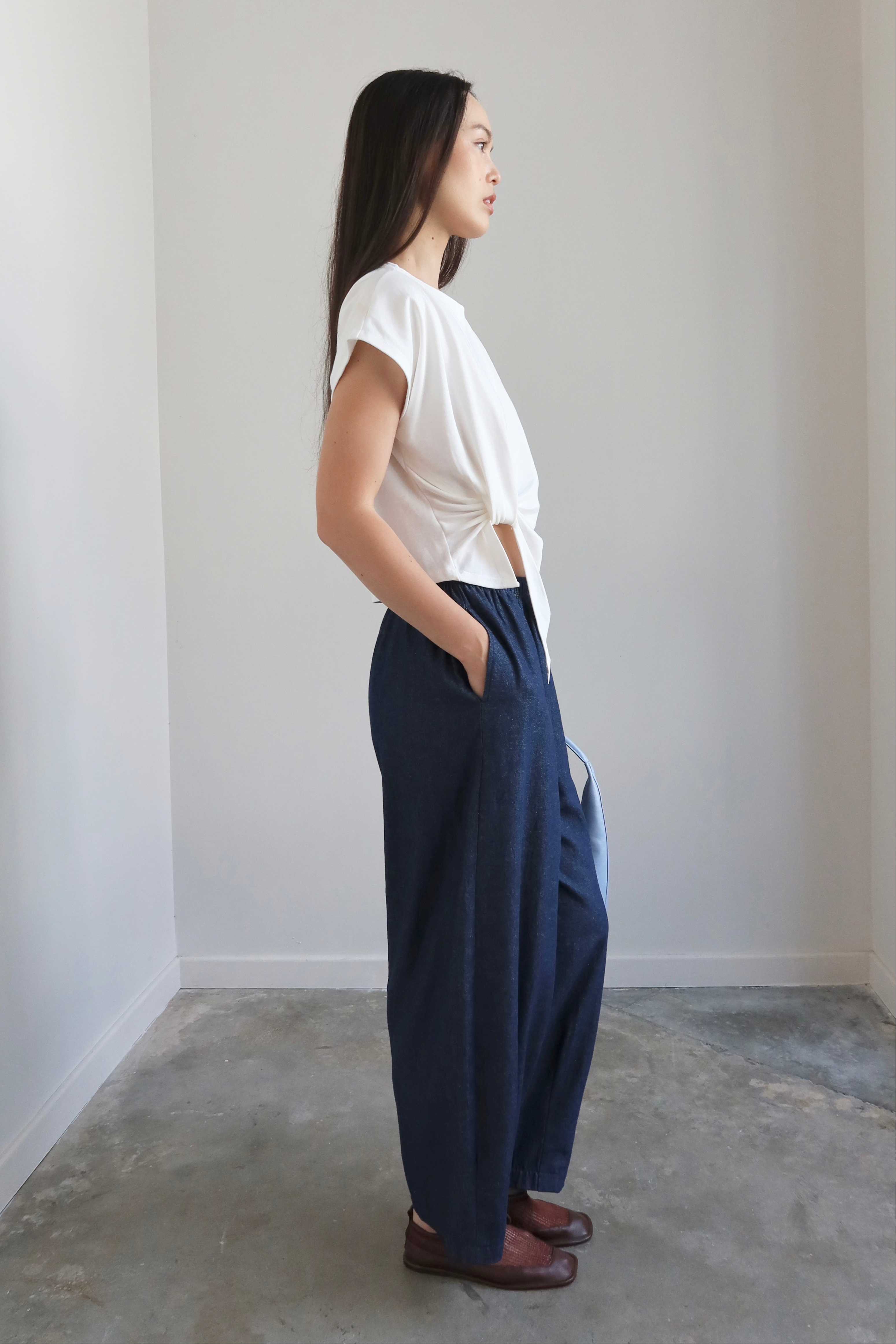 Dark Wash High Rise Denim Barrel Jeans