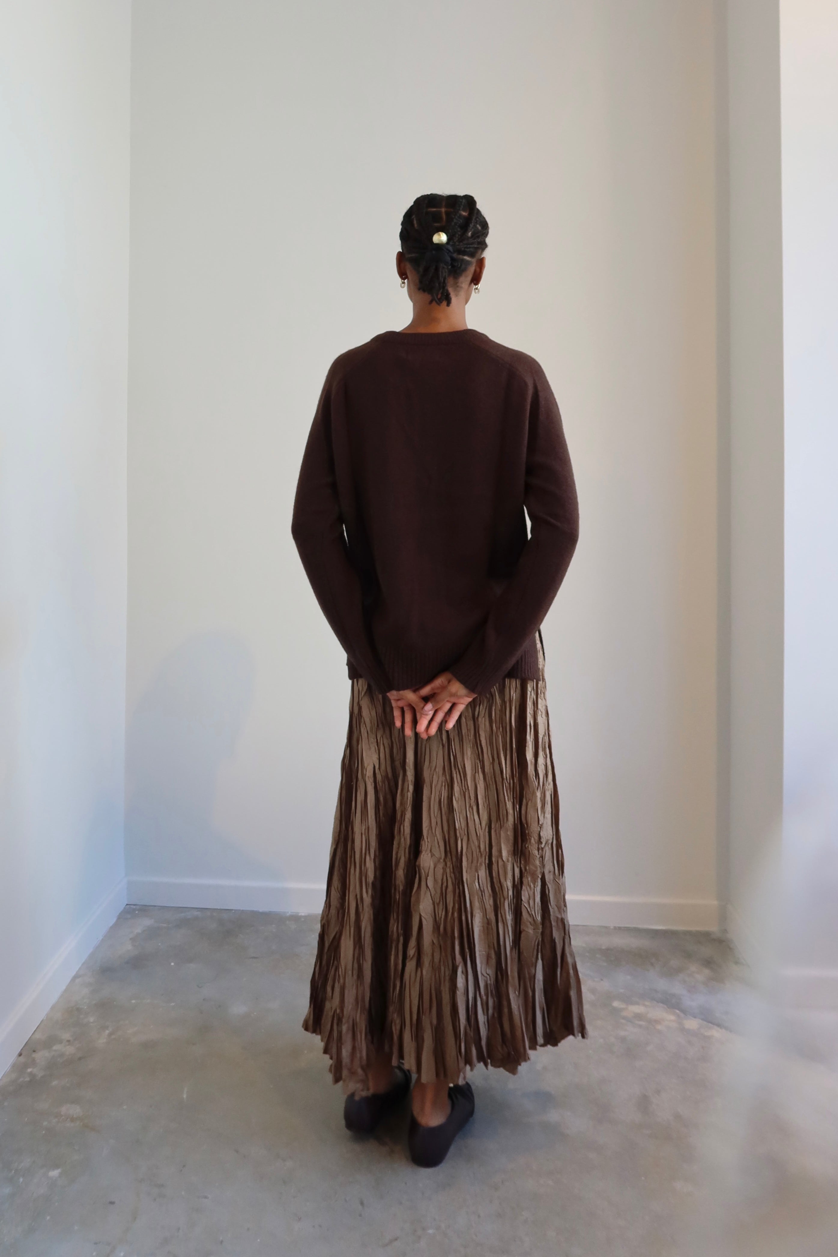 Brown Cashmere Blend Crewneck Knit