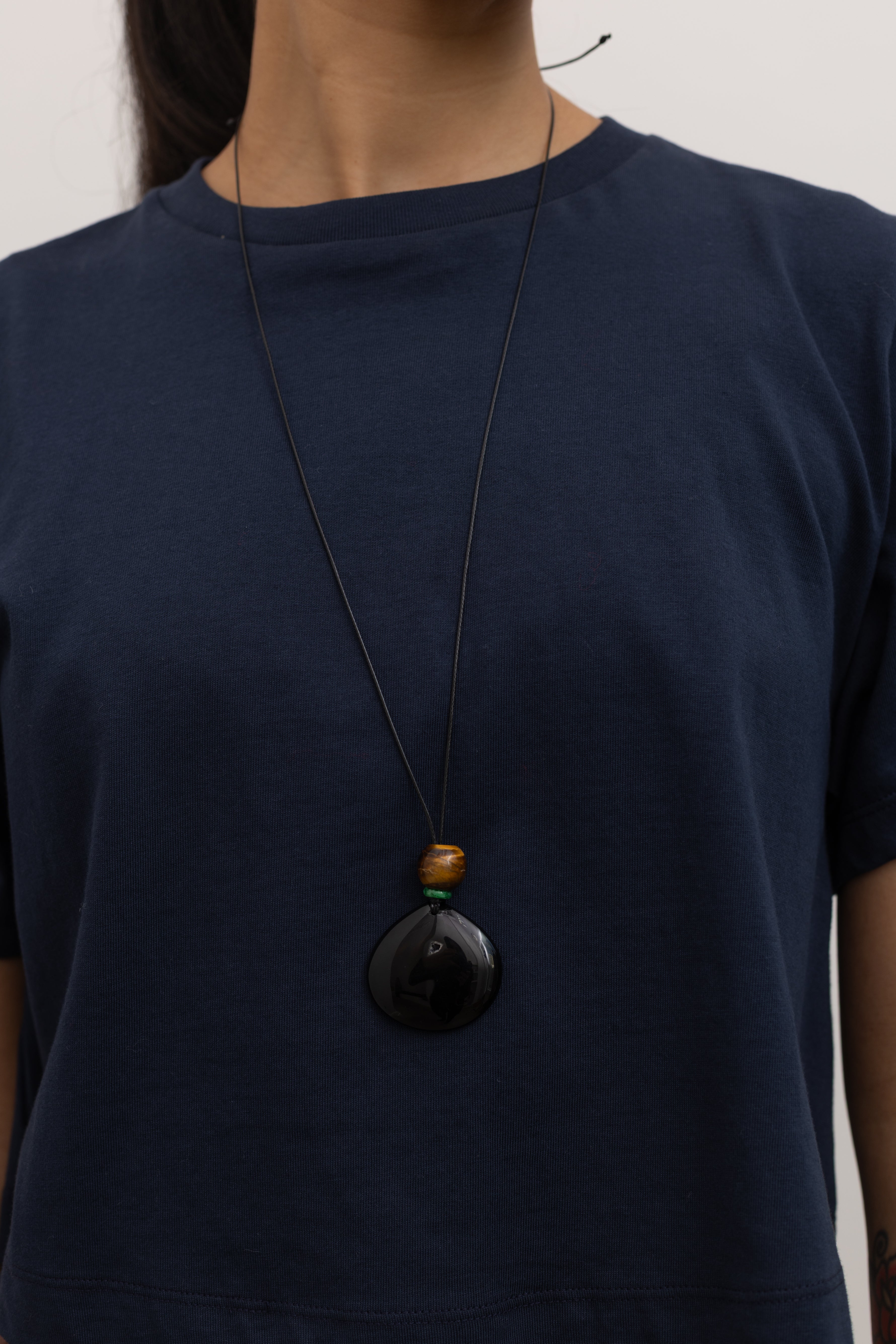 Long Mixed Gemstone Pendant Necklace