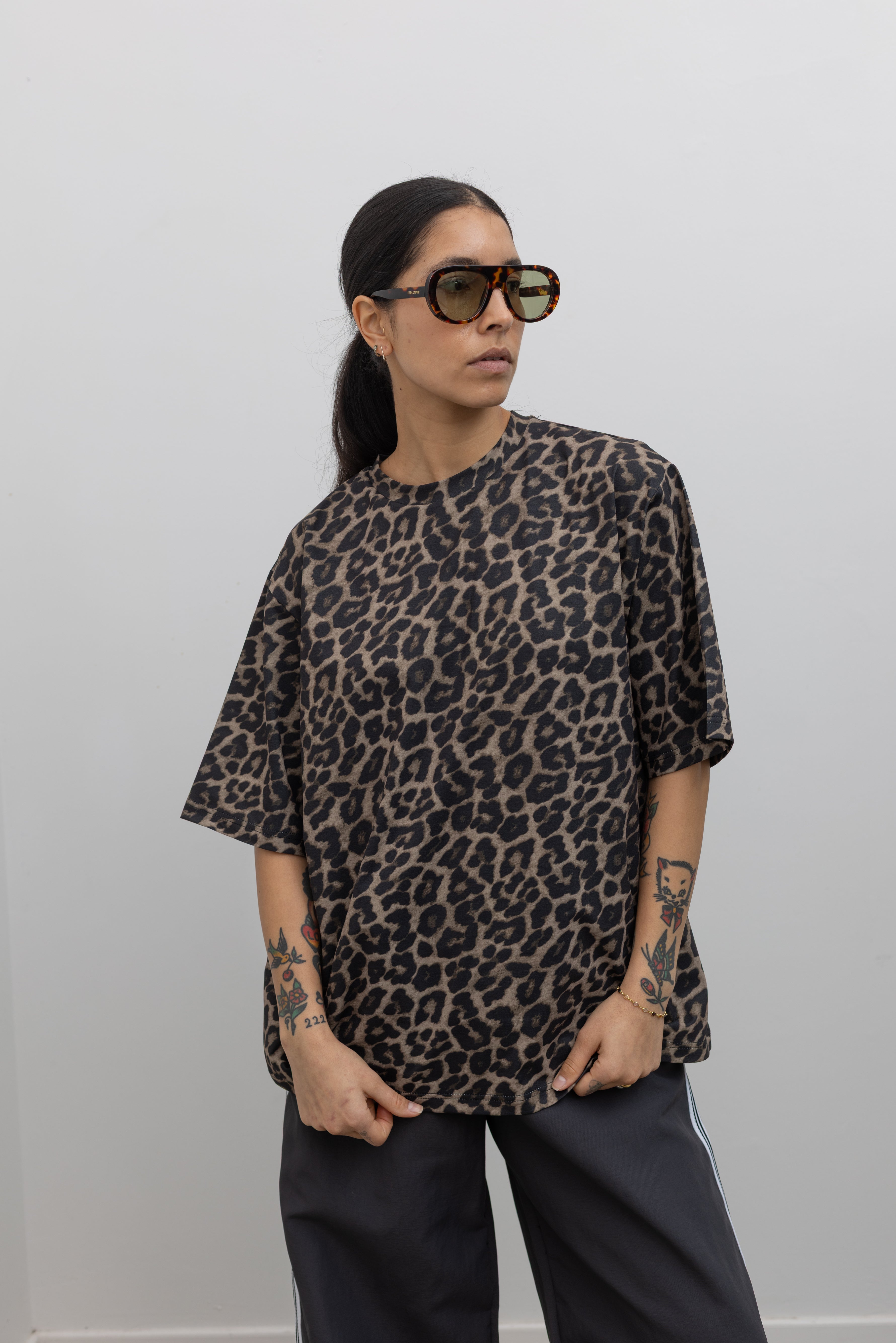 Oversized Leopard Print Boxy Top