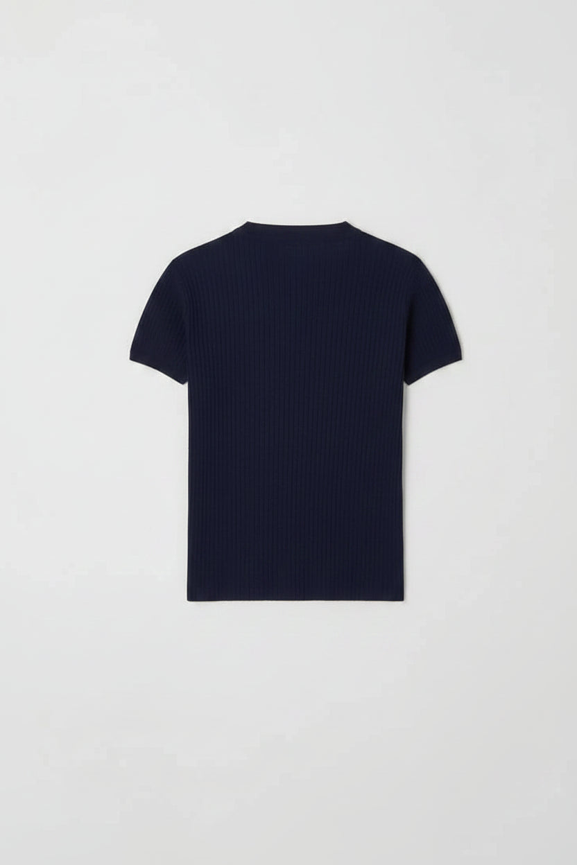 Midnight Mock Neck Pleated Top