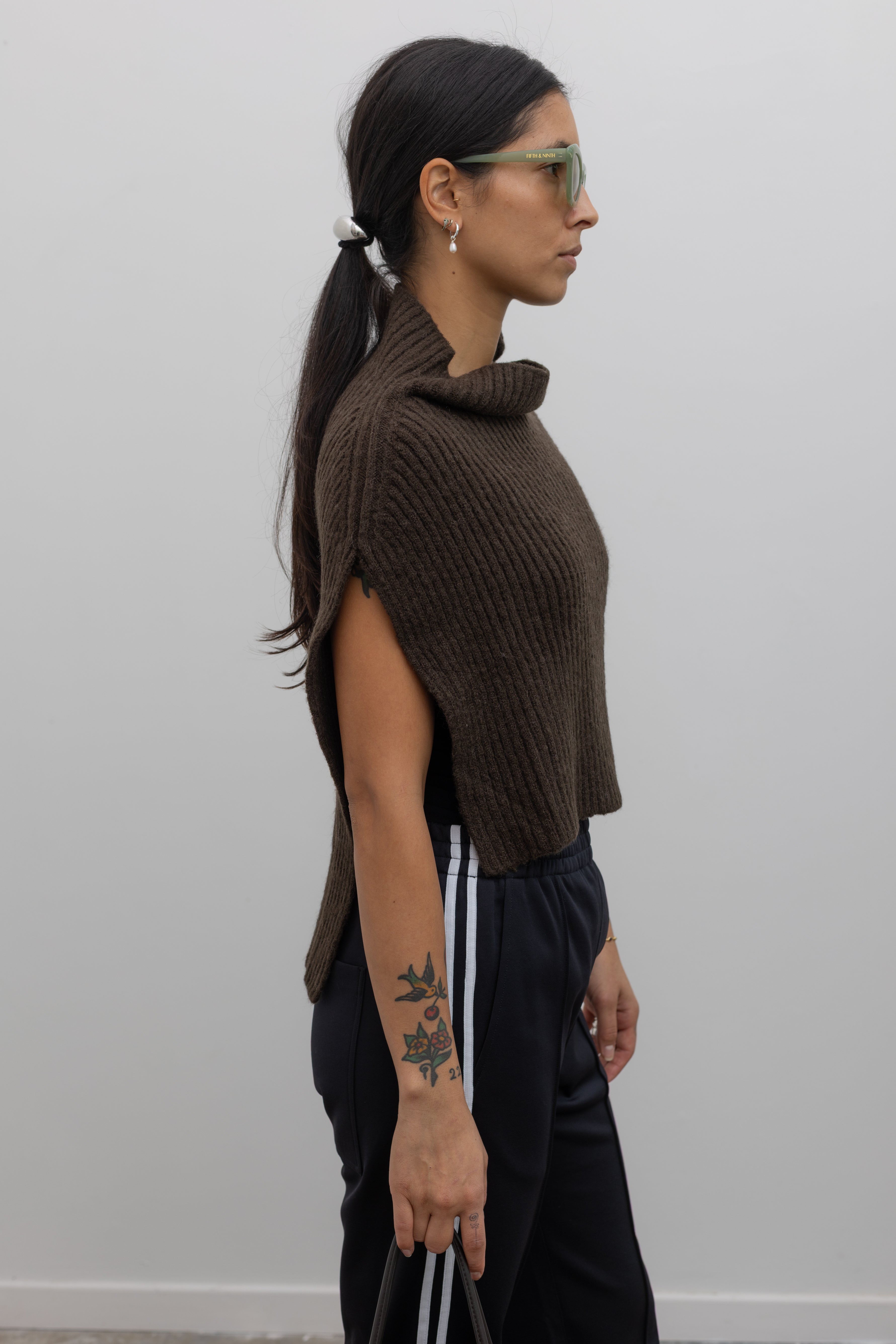 Olive Brown Ribbed Neck Warmer