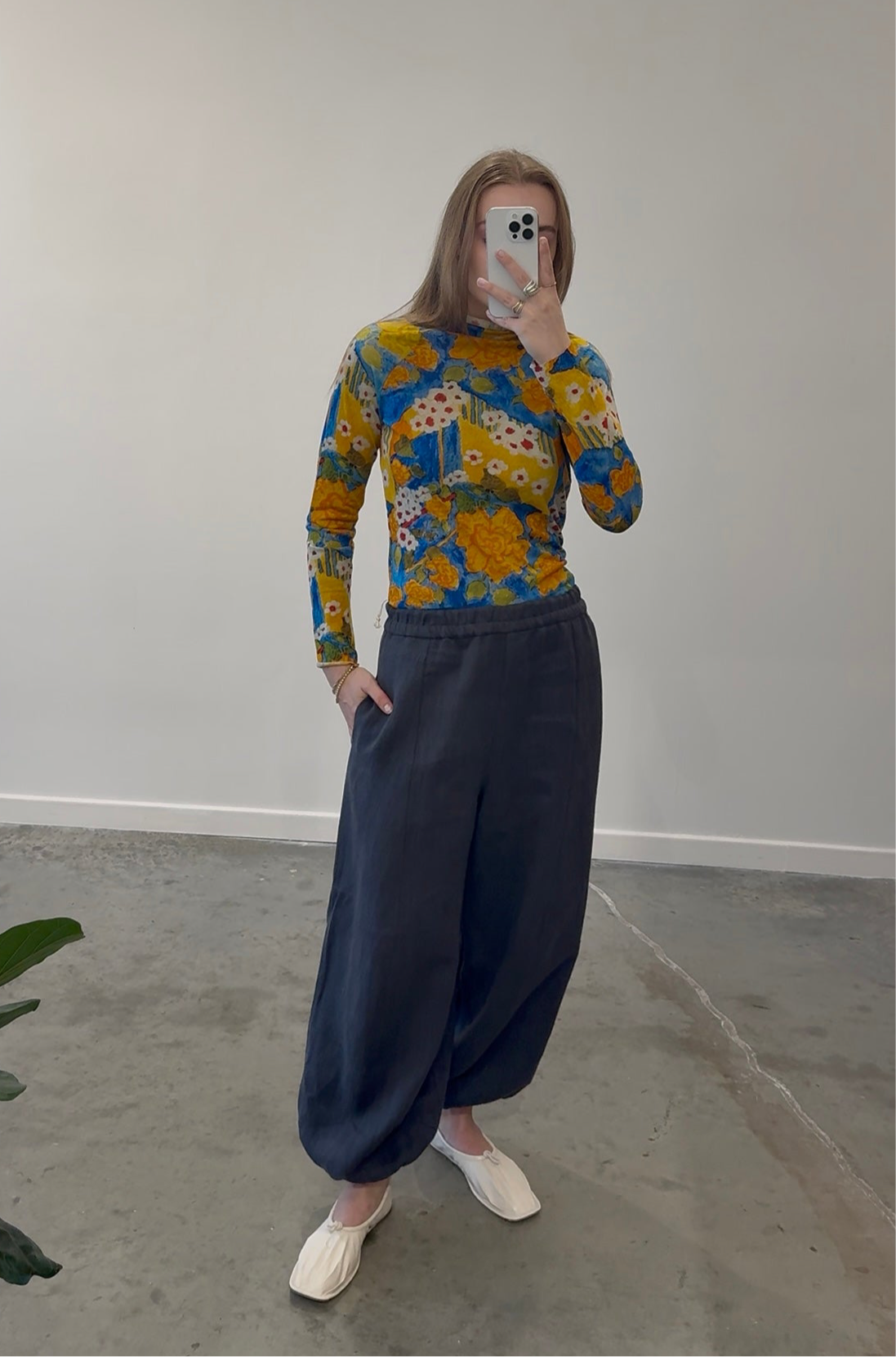 Hemp Round Leg Drawstring Pants