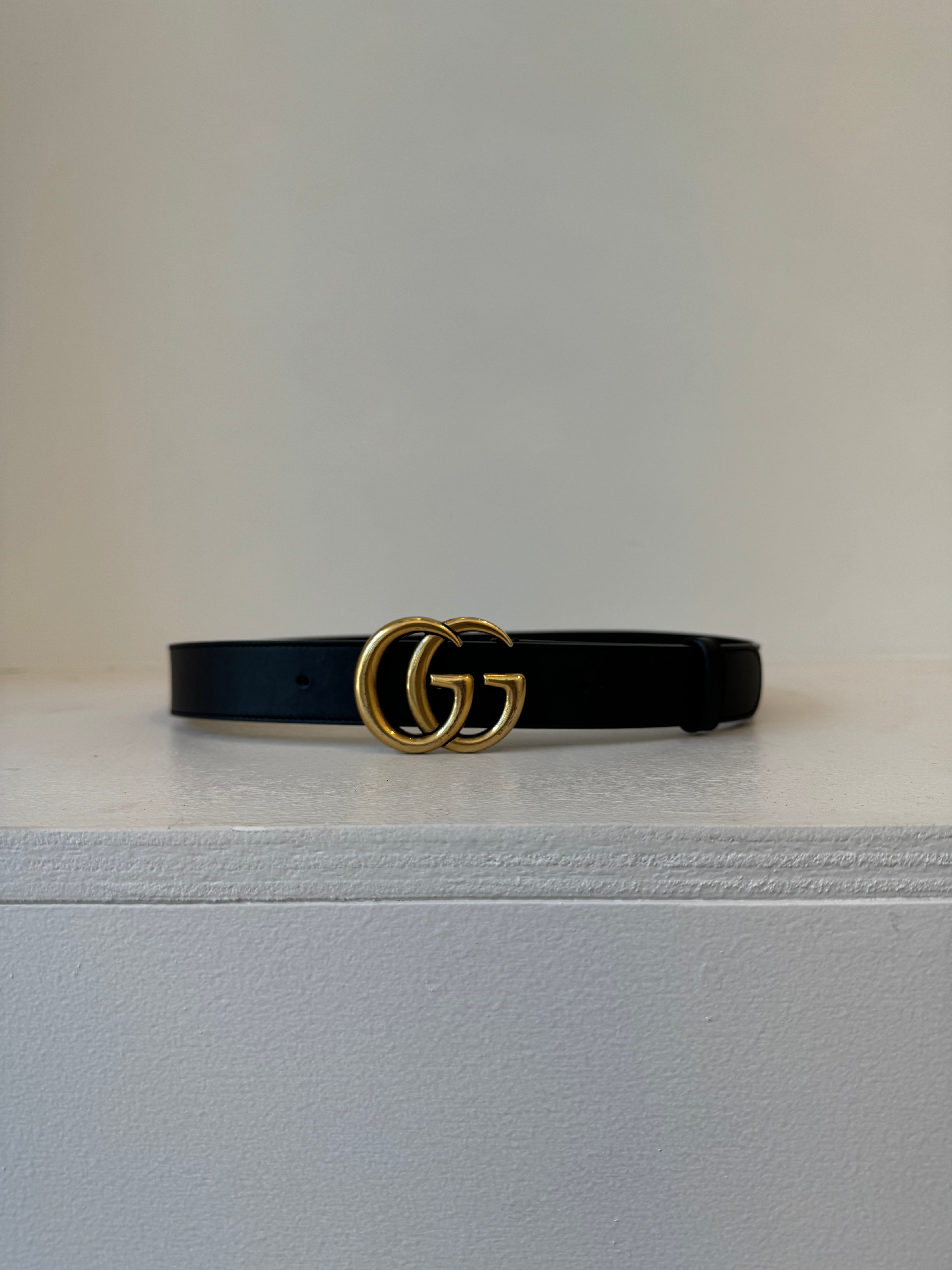 Black Gucci Marmont Wide Belt