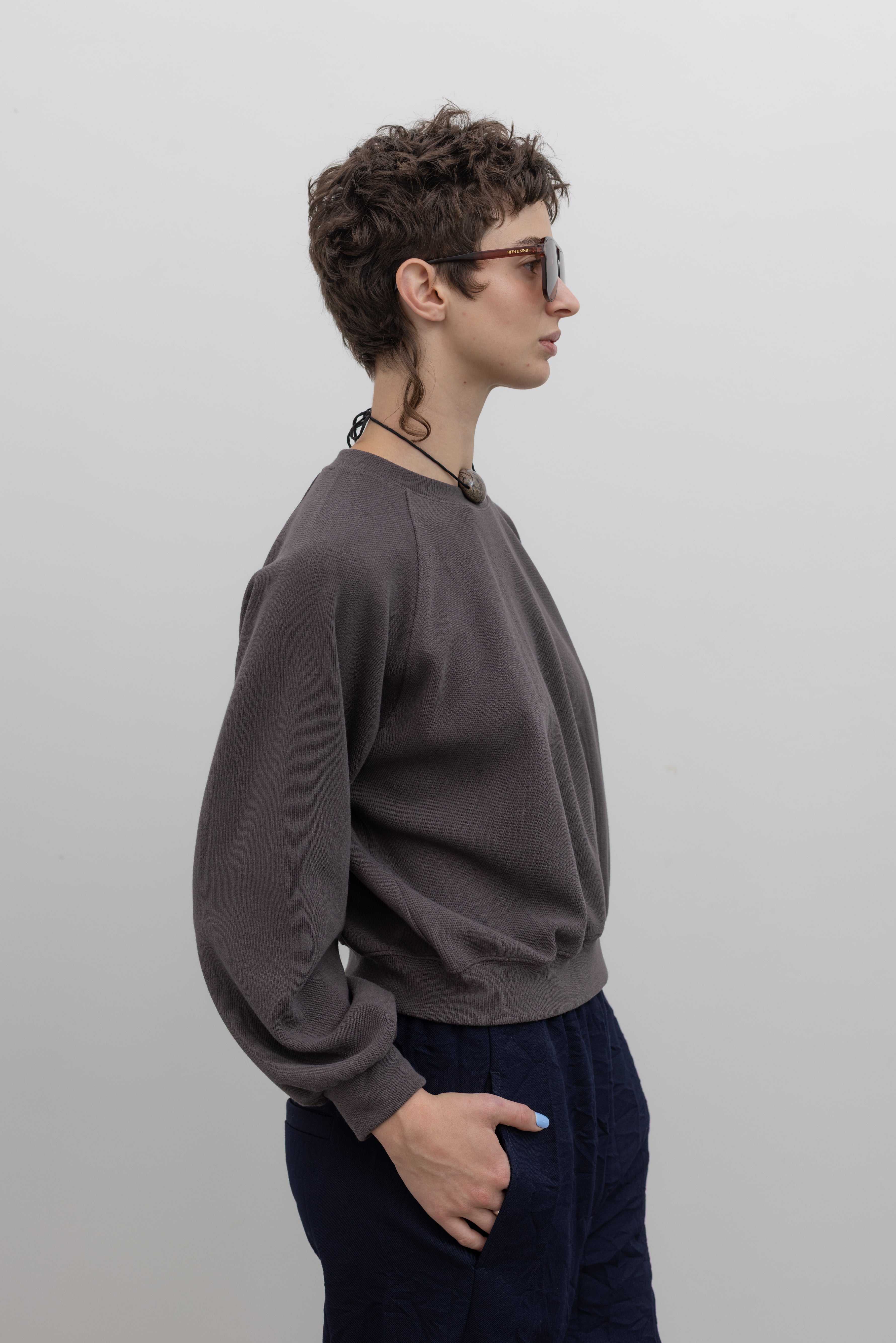 Mocha Brown Raglan Sleeve Elevated Essentials Sweatshirt