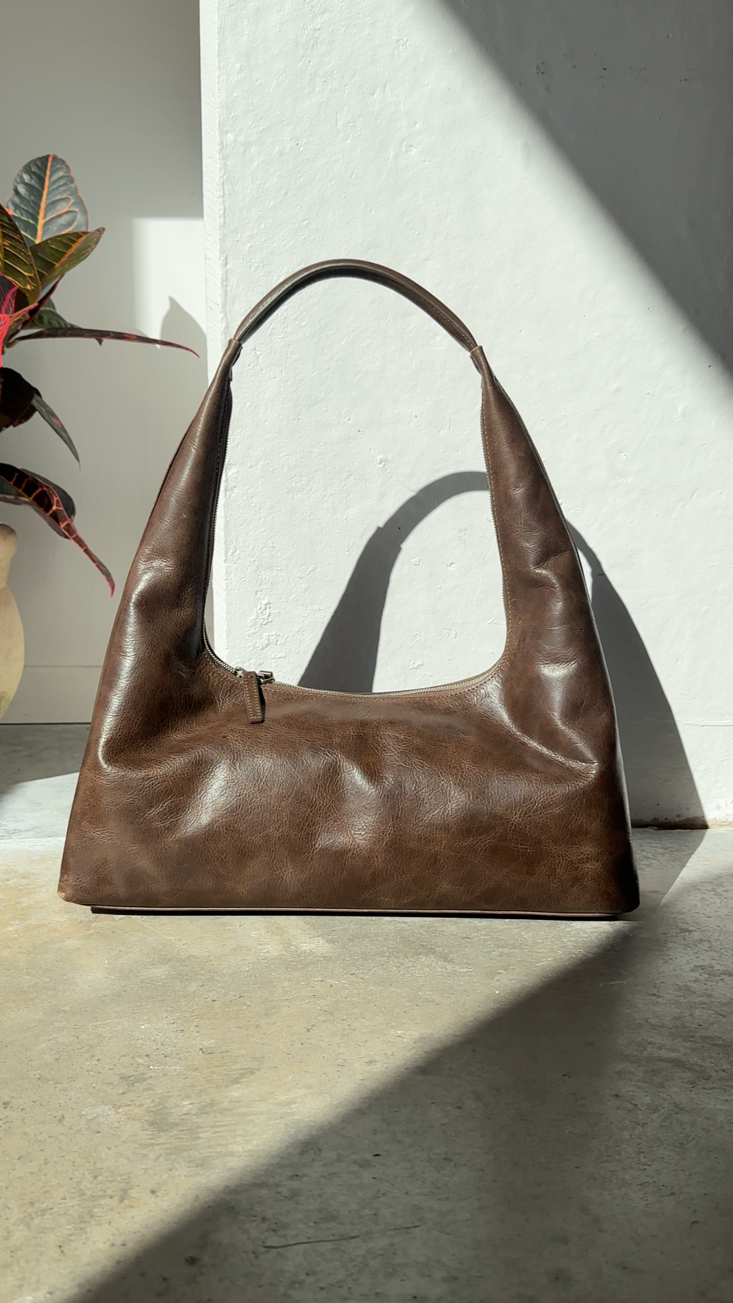 Vintage Brown Large Hobo Shoulder Bag