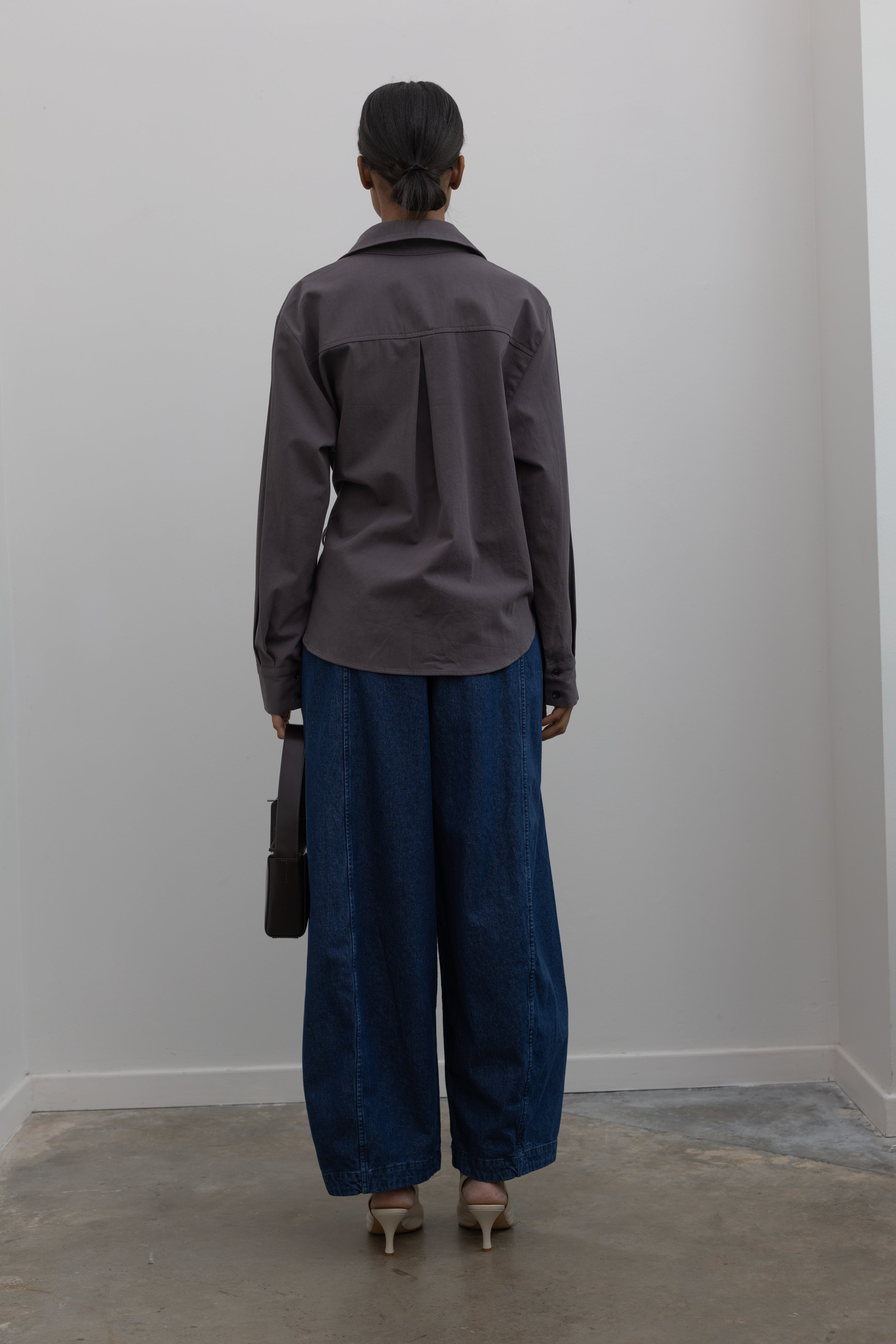 Cinder Side Tie Button Down Top