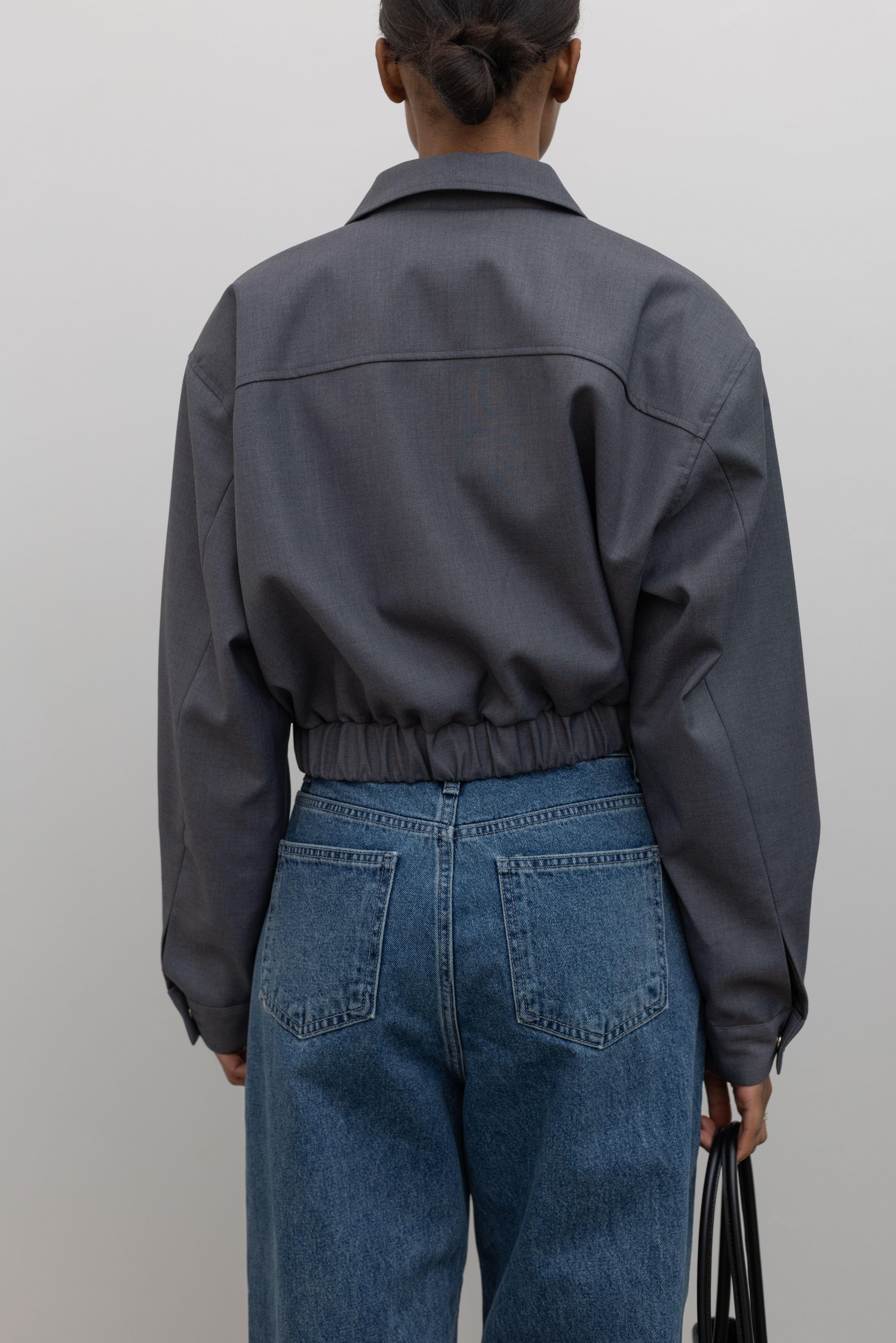 Charcoal Cropped Tailored Jacket