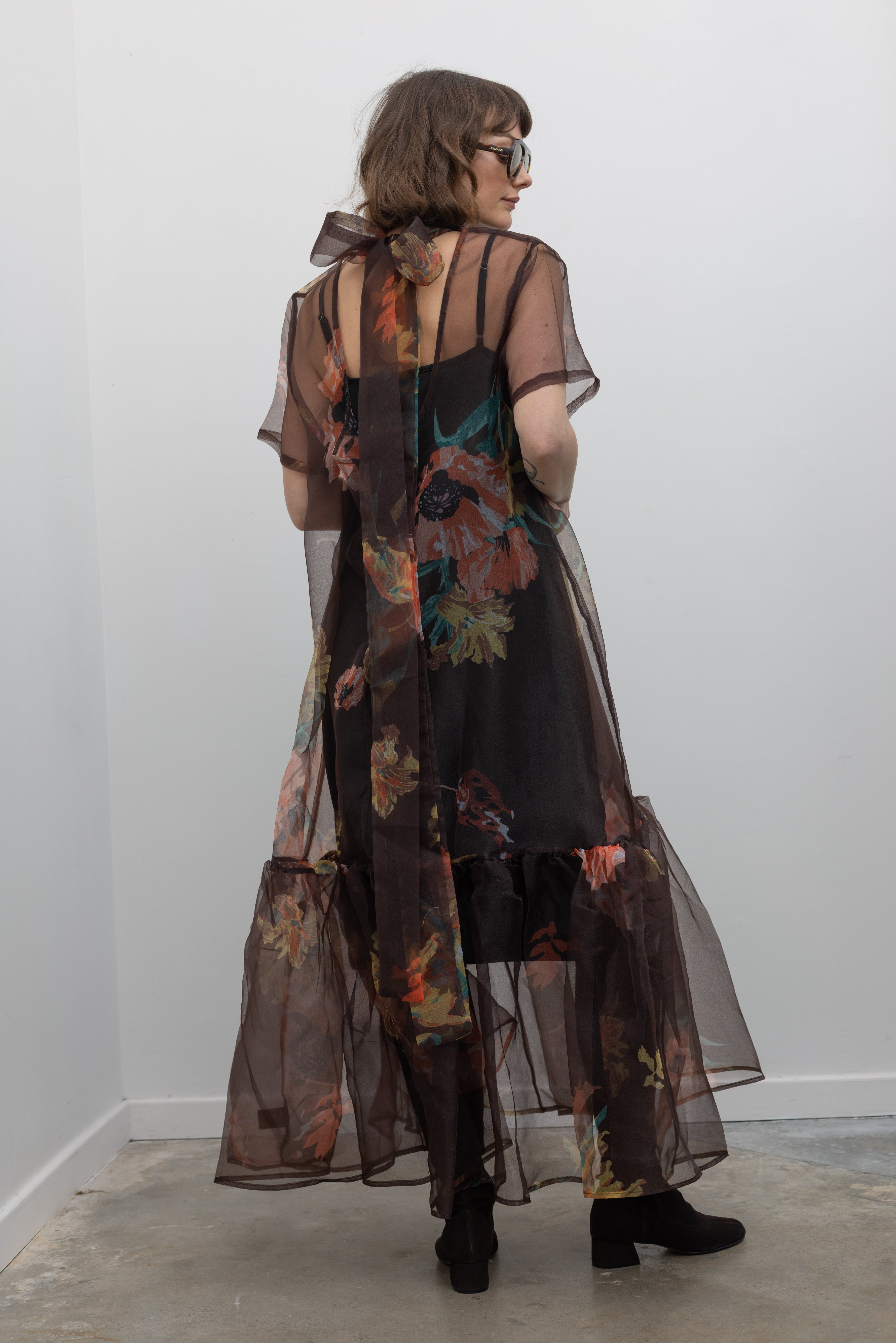 Floral Organza Drop Waist Maxi Dress