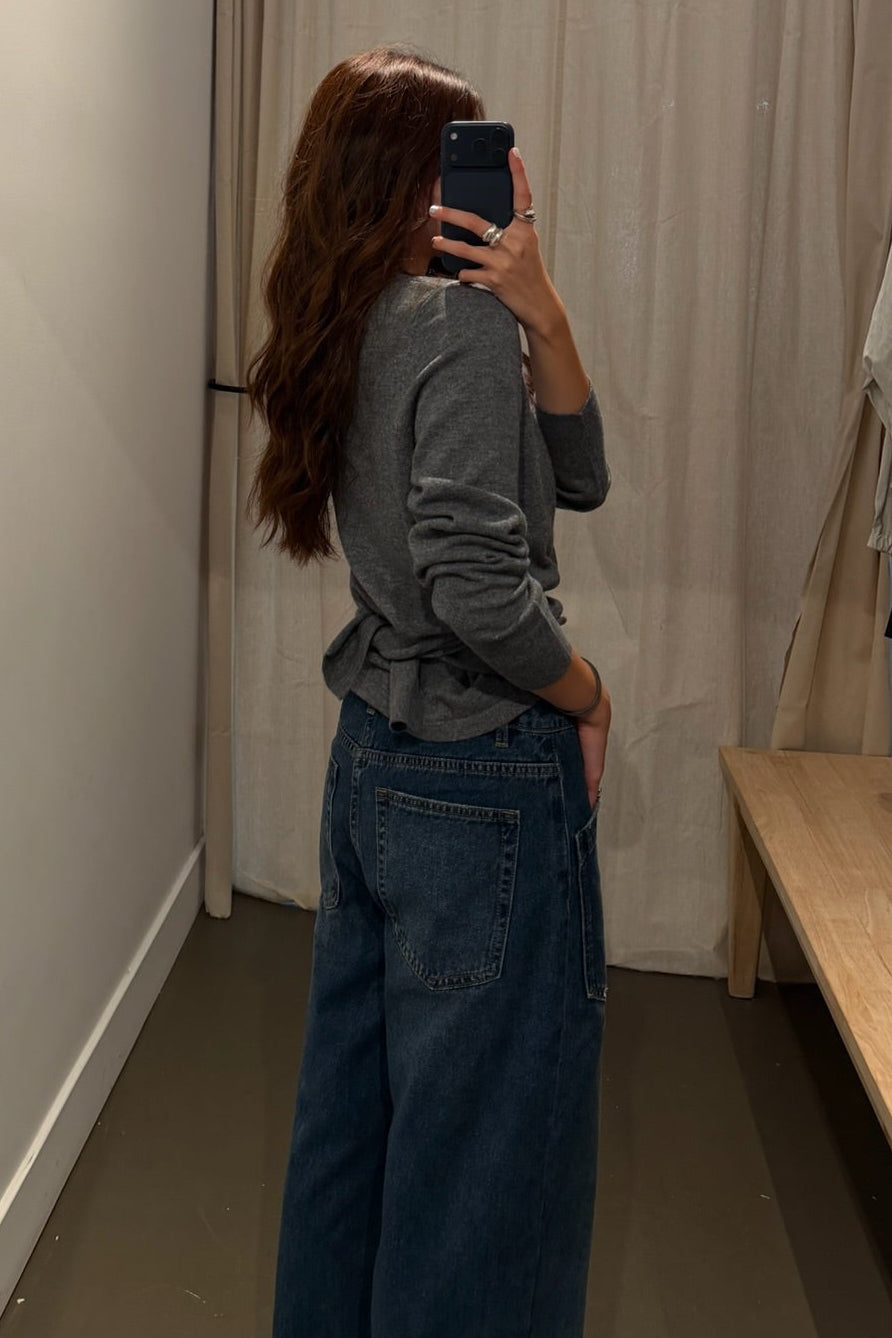 Medium Wash Curved Relaxed Jeans