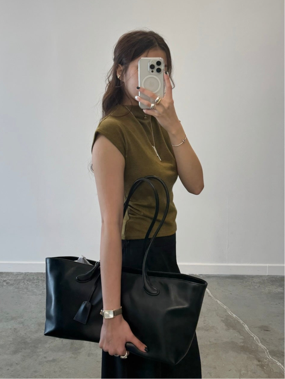 Olive Mock Neck Fitted Knit Top