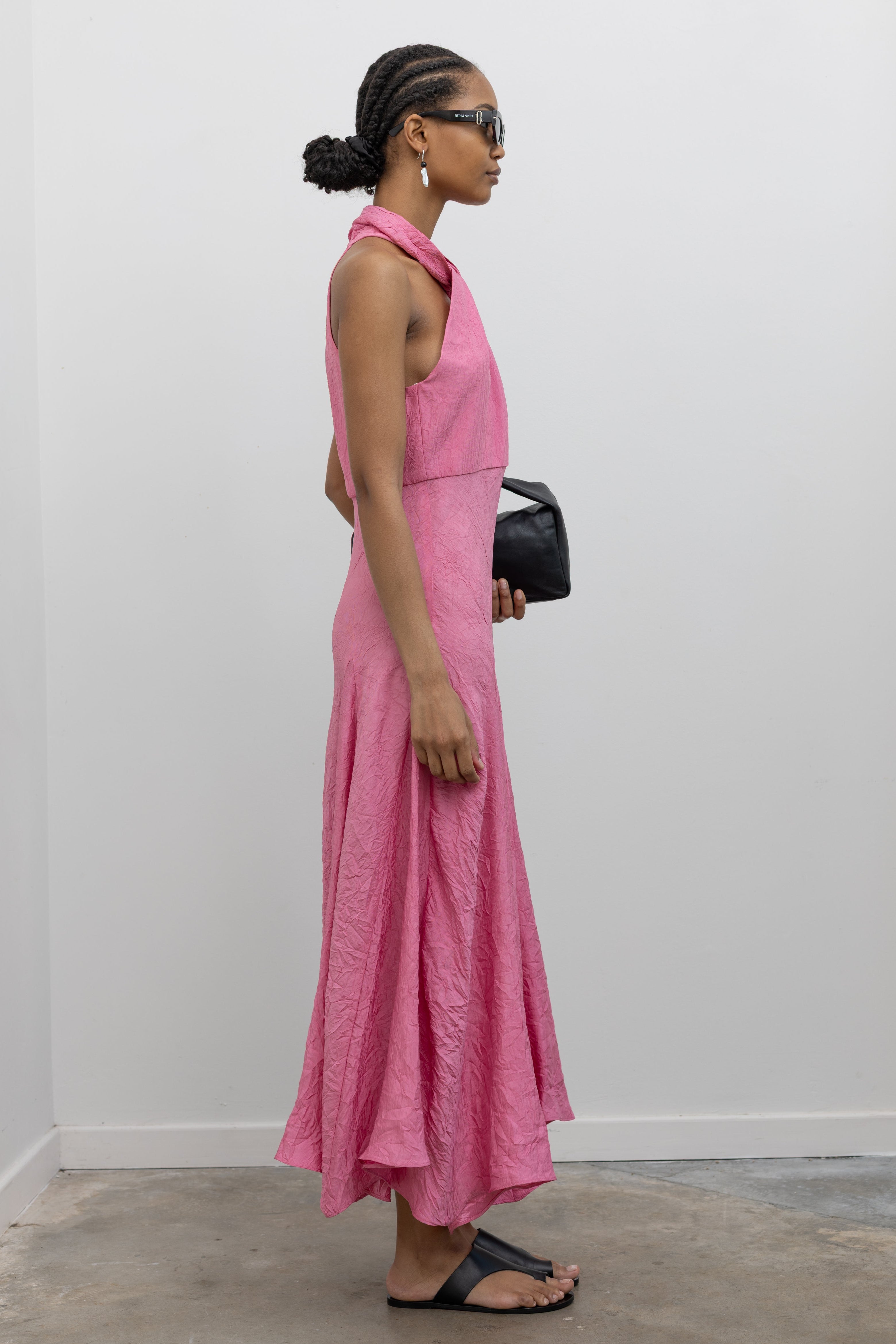 Peony Crinkle Scarf Bias Maxi Dress