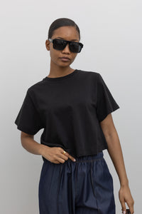 Black Relaxed Cropped T-Shirt