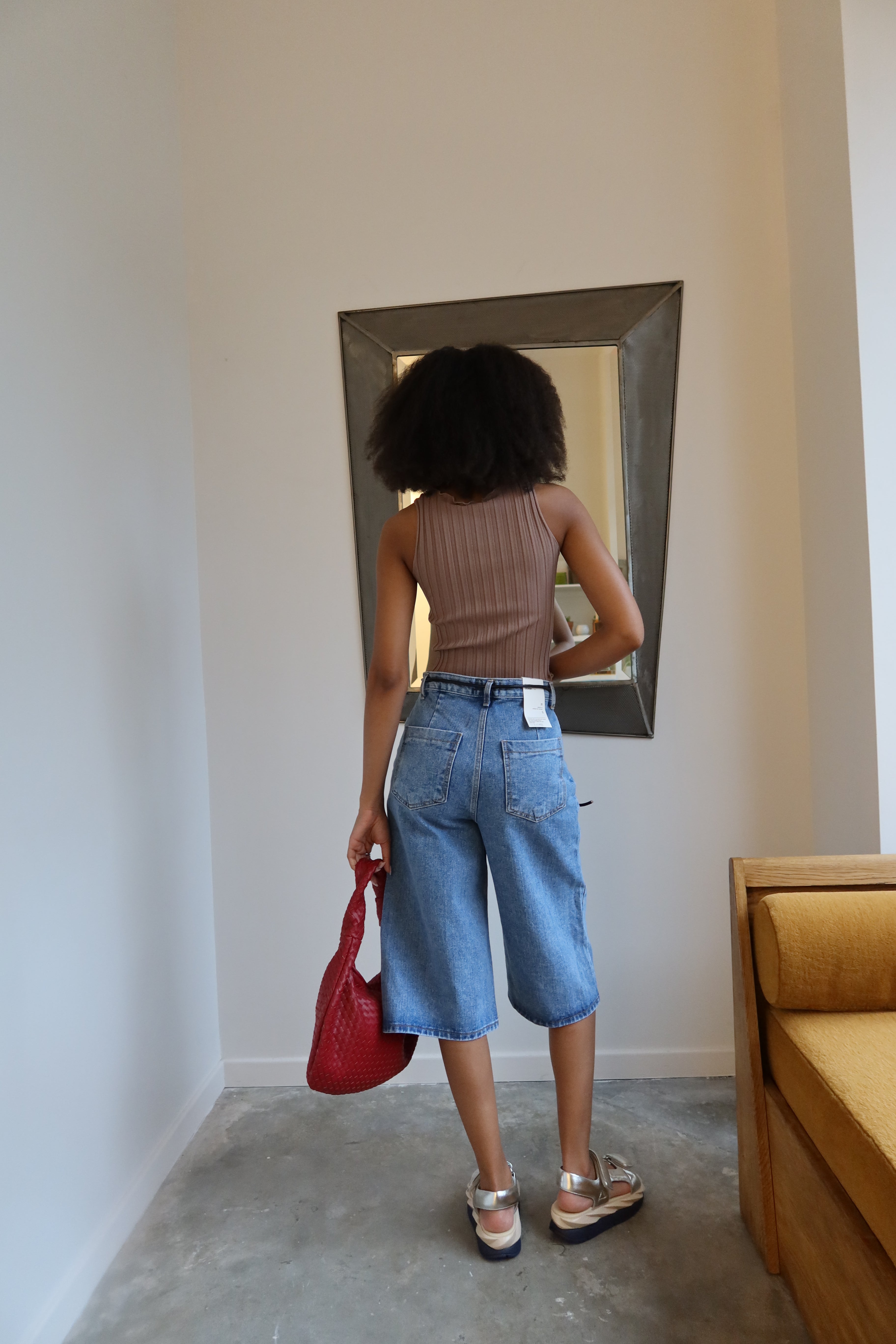 Mid Wash Denim Bermuda Shorts