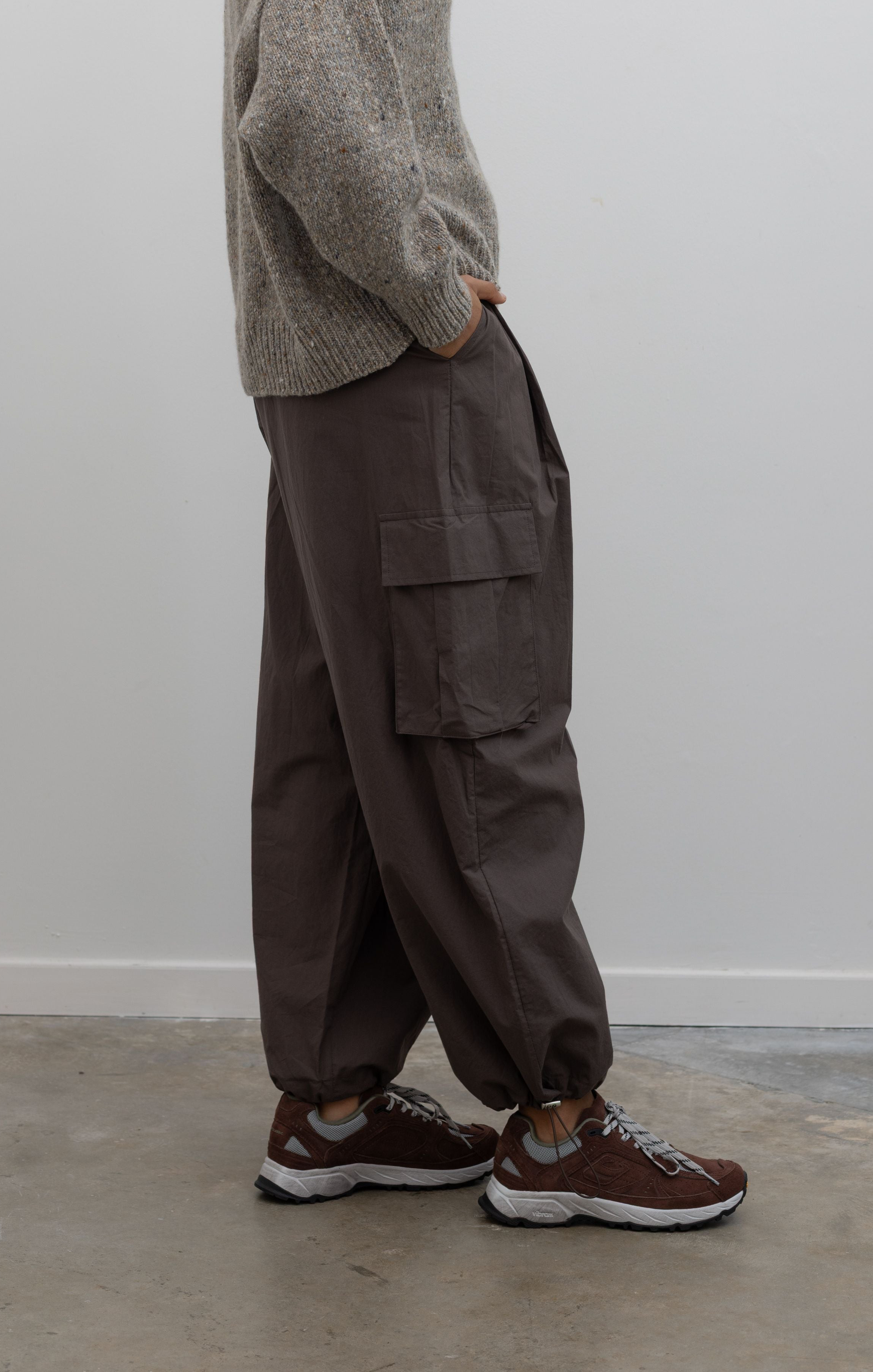 Brown Wide Leg Cargo Pants