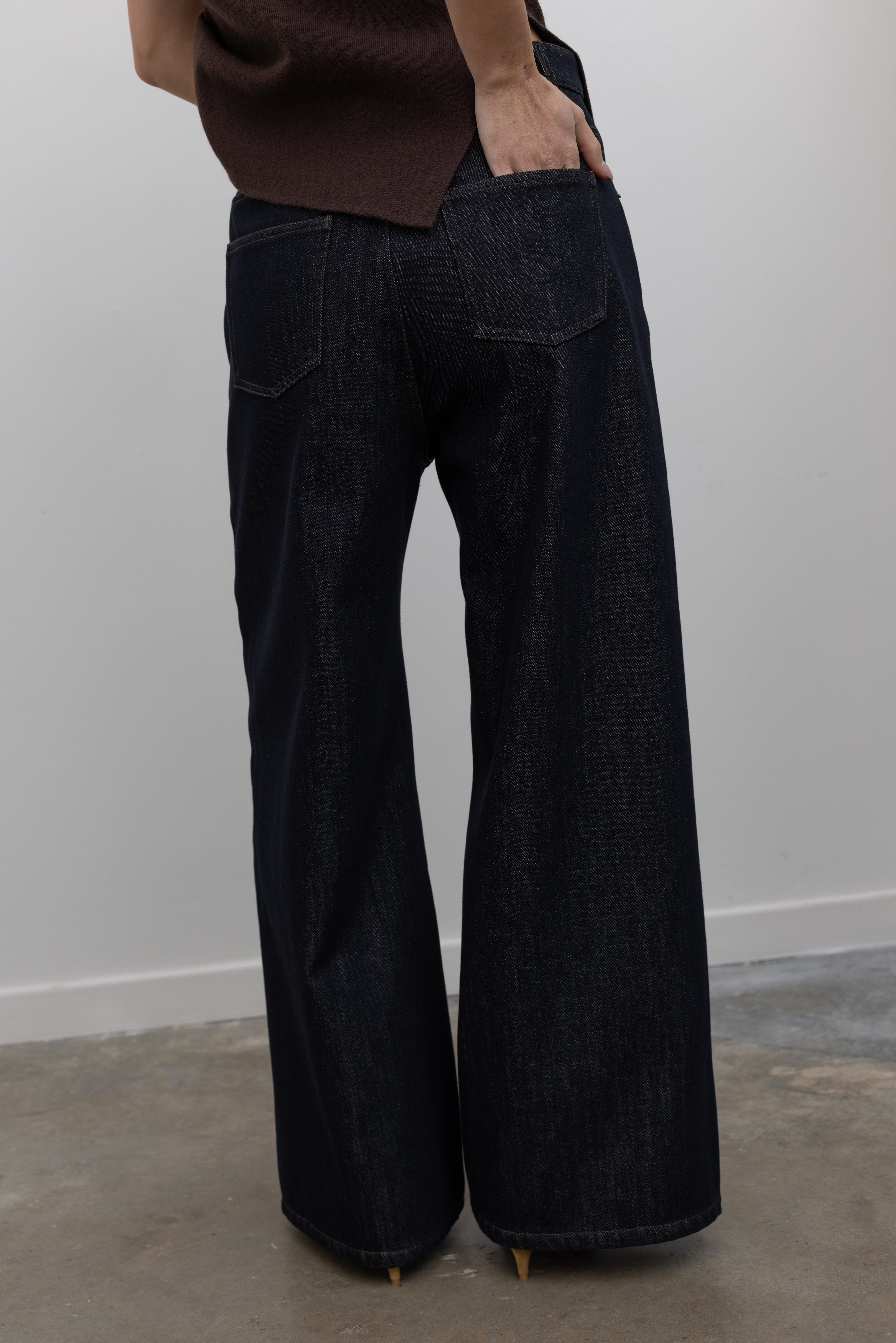 Dark Wash Wide Leg Fleece Jeans