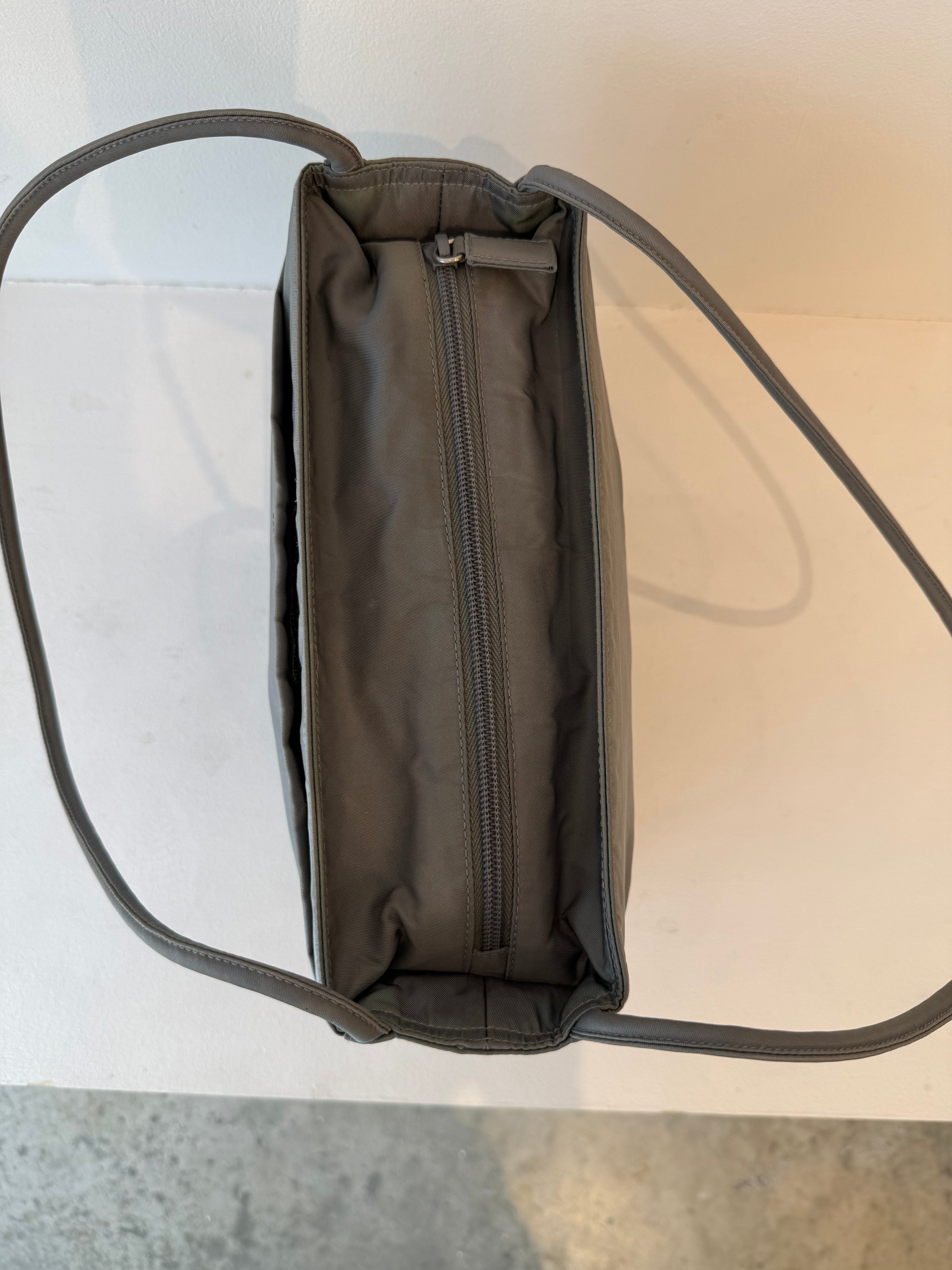 Vintage Prada Silver Nylon Shoulder Bag