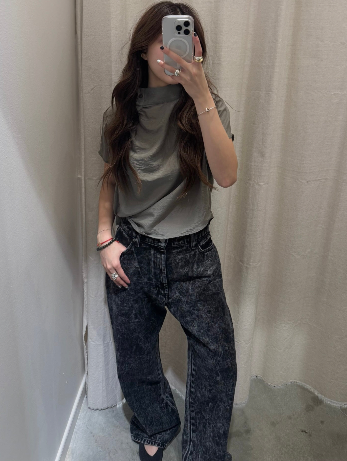 Black Acid Wash Denim Jeans