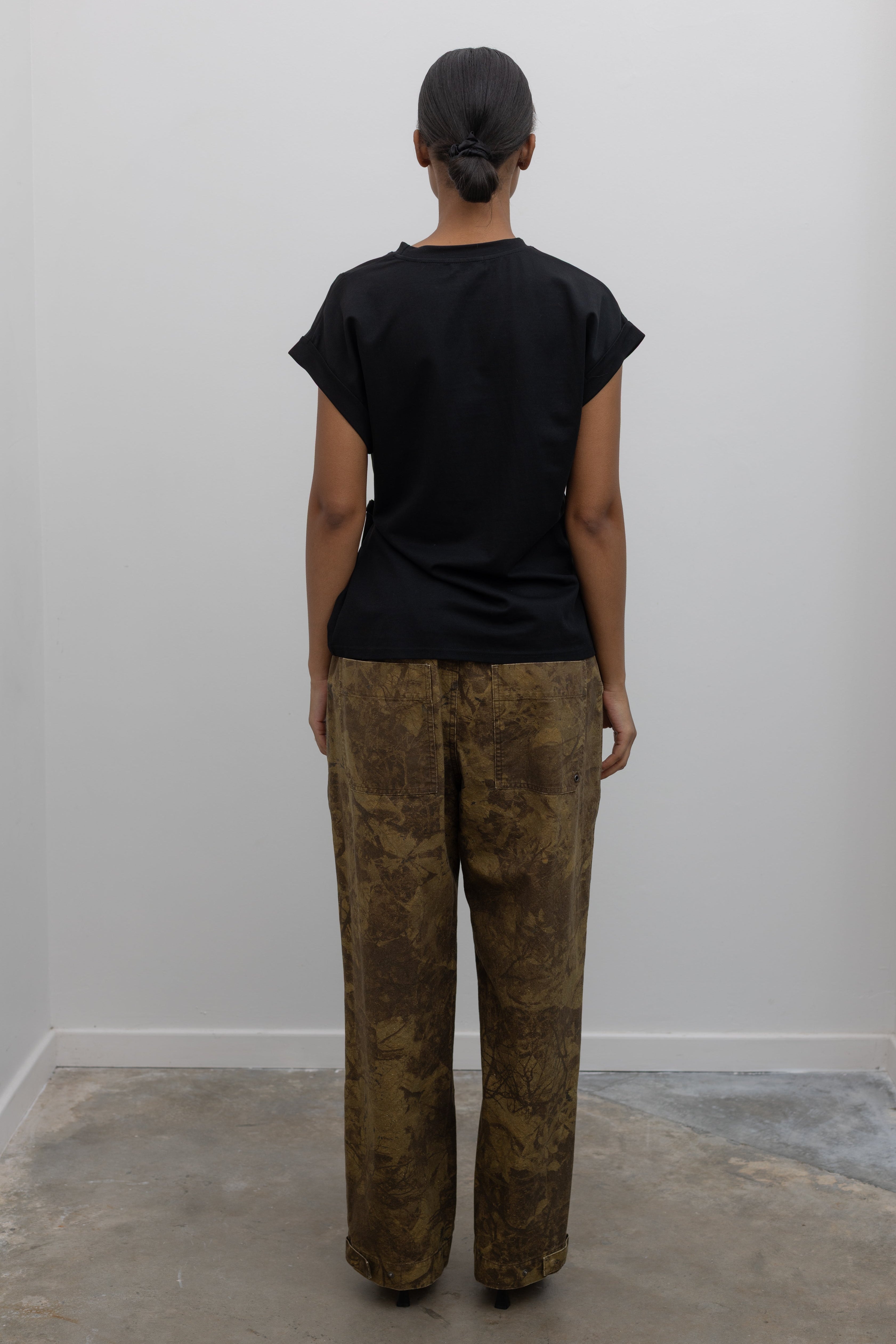 Black Drop Shoulder Ribbon Tie Top