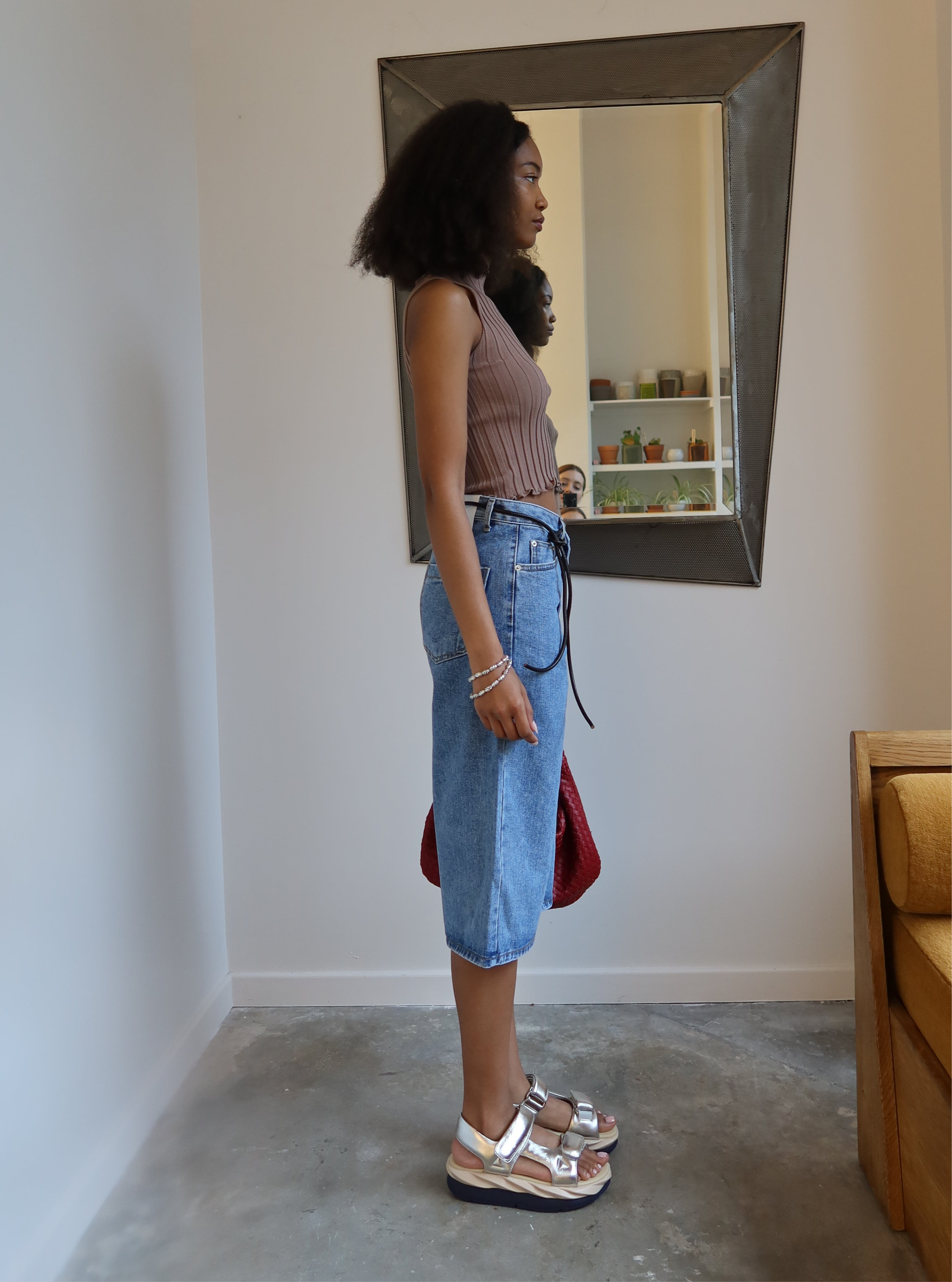 Mid Wash Denim Bermuda Shorts