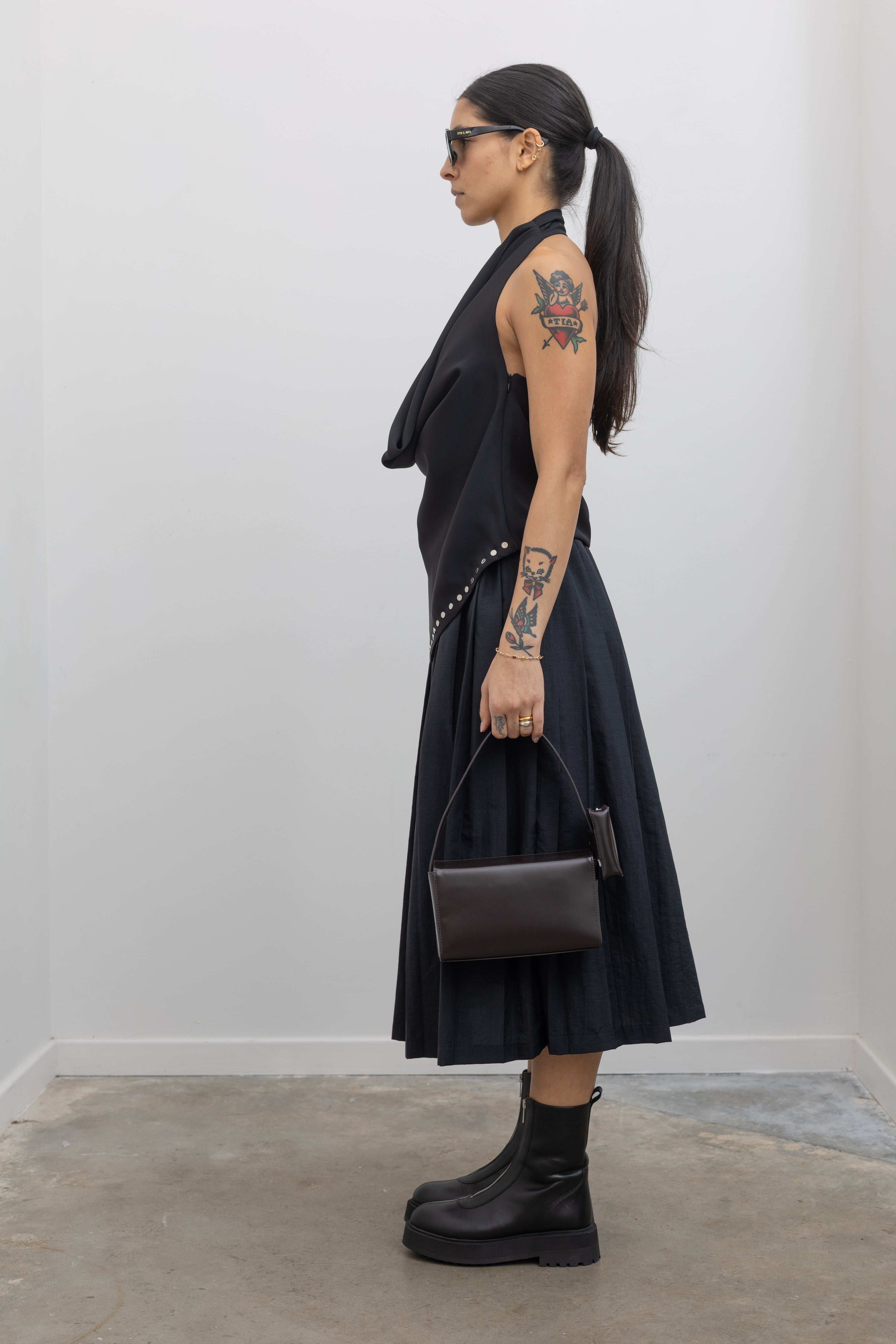 Black Studded Halter Neck Top