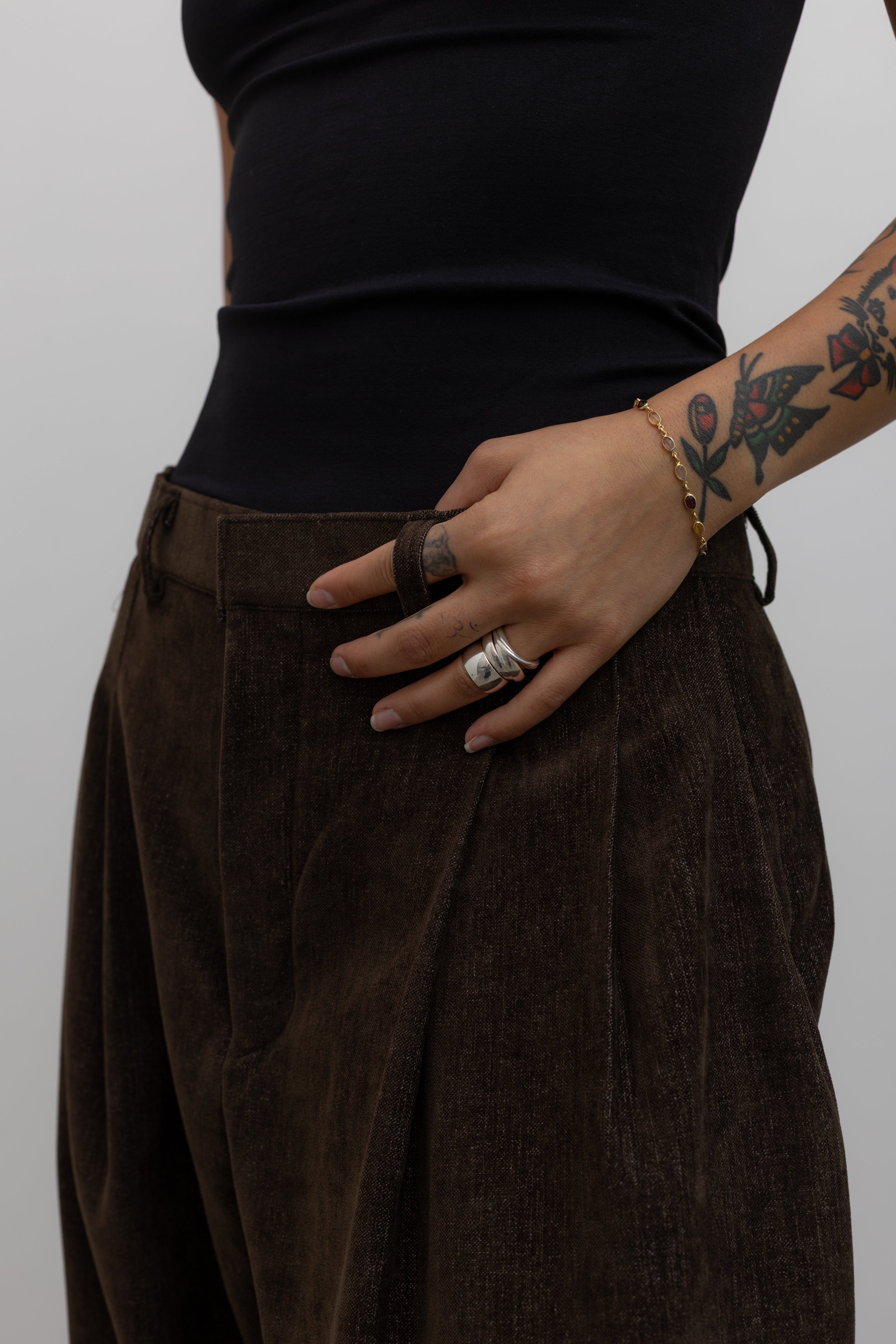 Brown Balloon Leg Tailored Pants