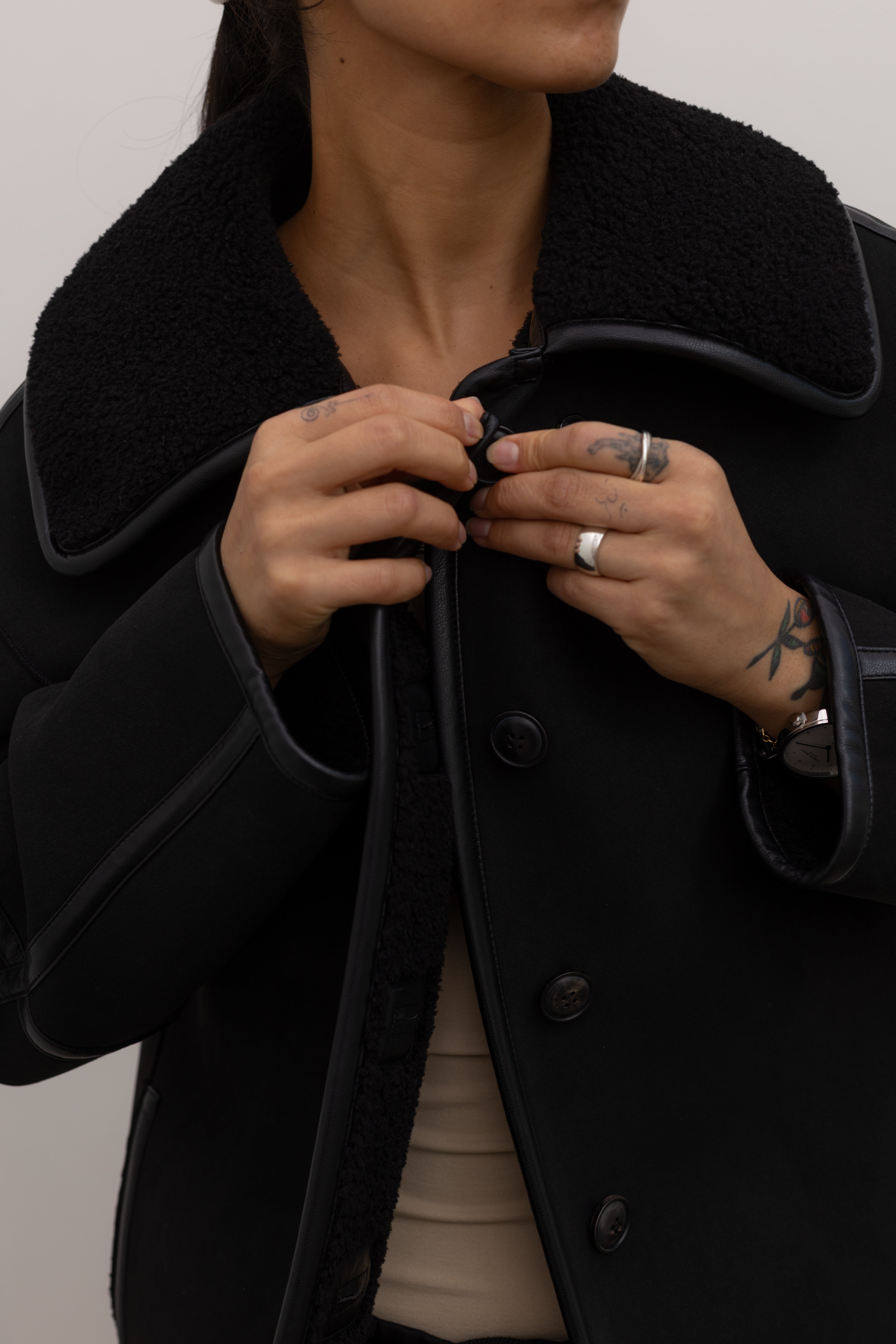 Black Reversible Shearling Jacket