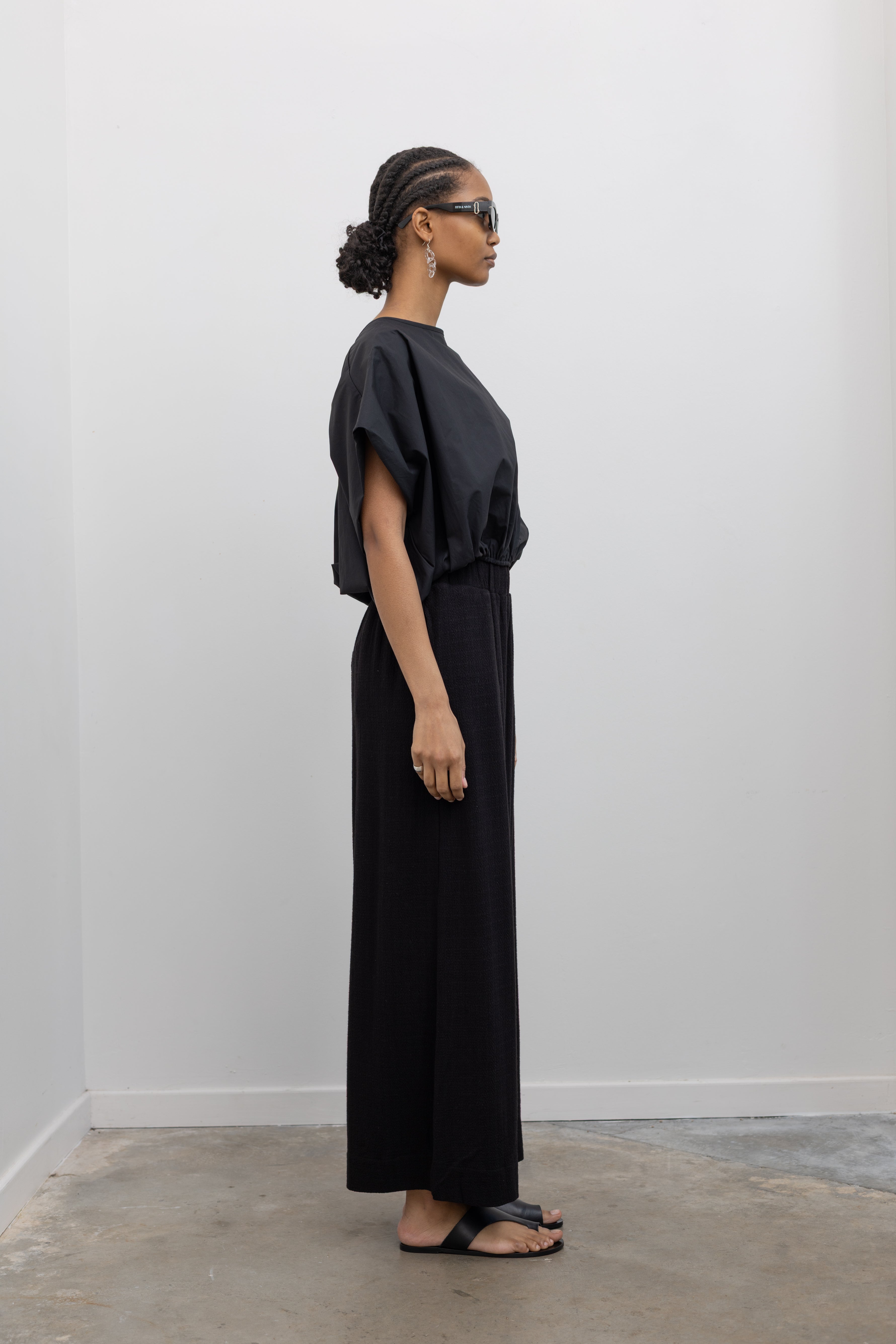 Black Linen Wide Leg Pants