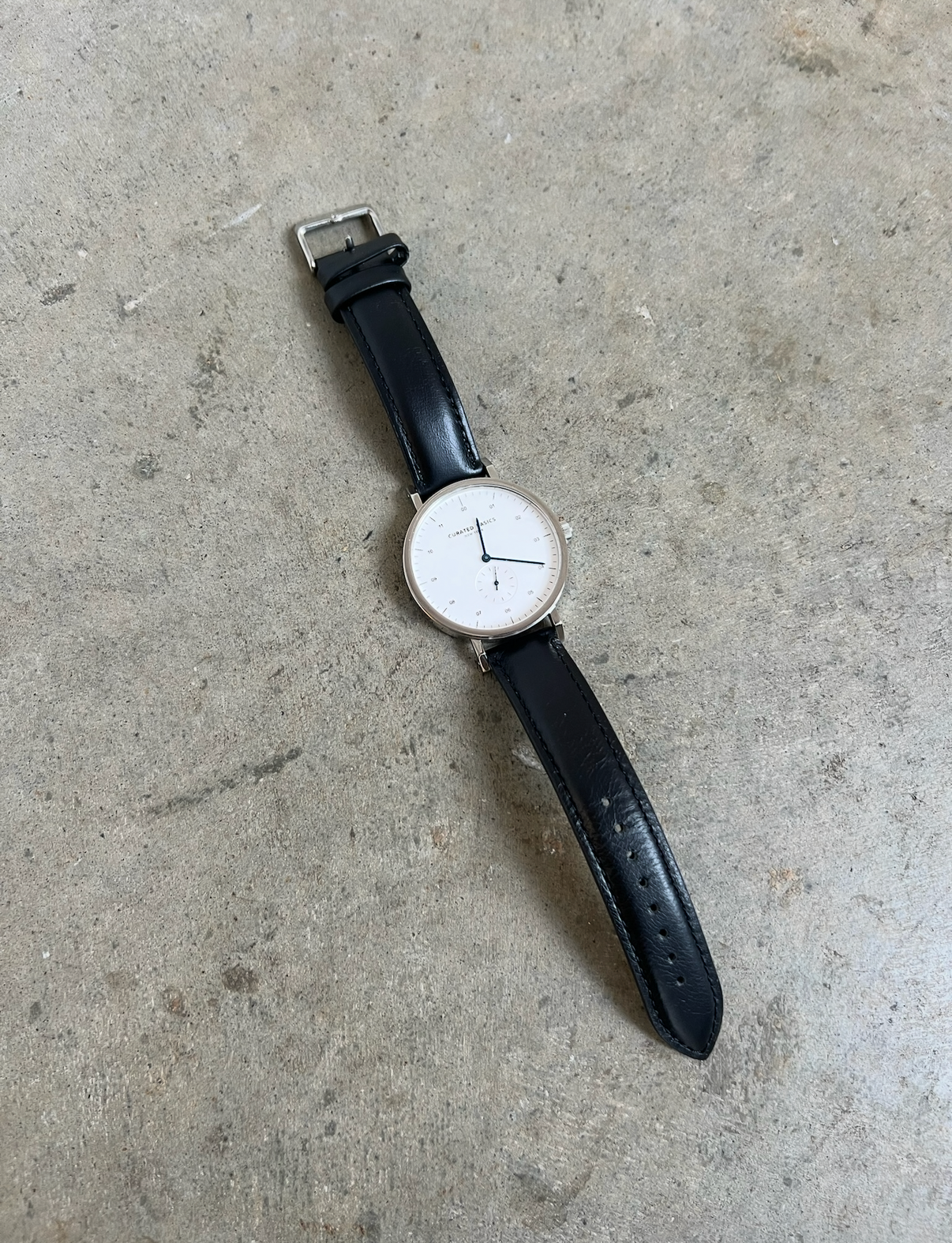 Black Leather Round Oliver Watch