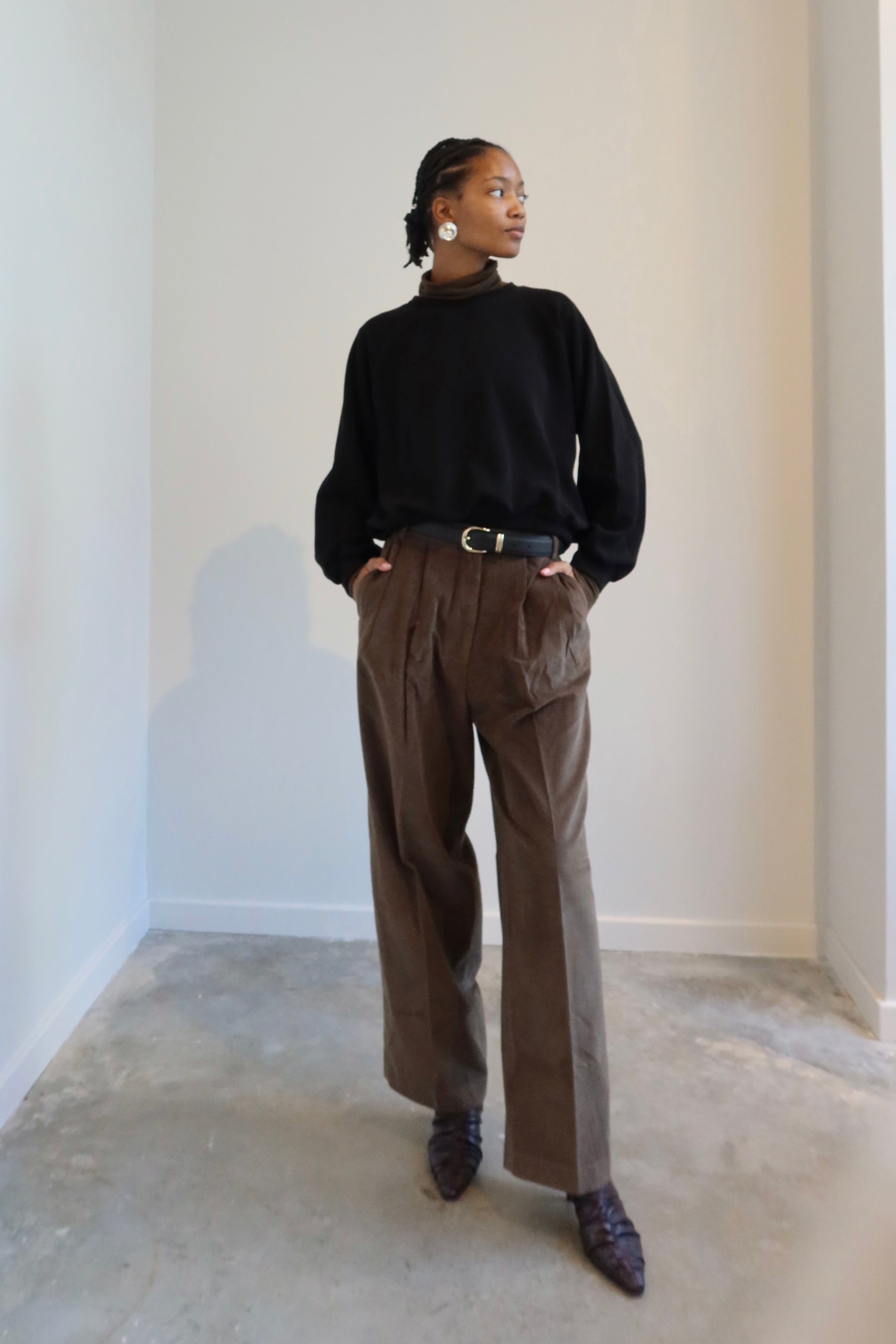 Light Brown Corduroy Wide Leg Pants