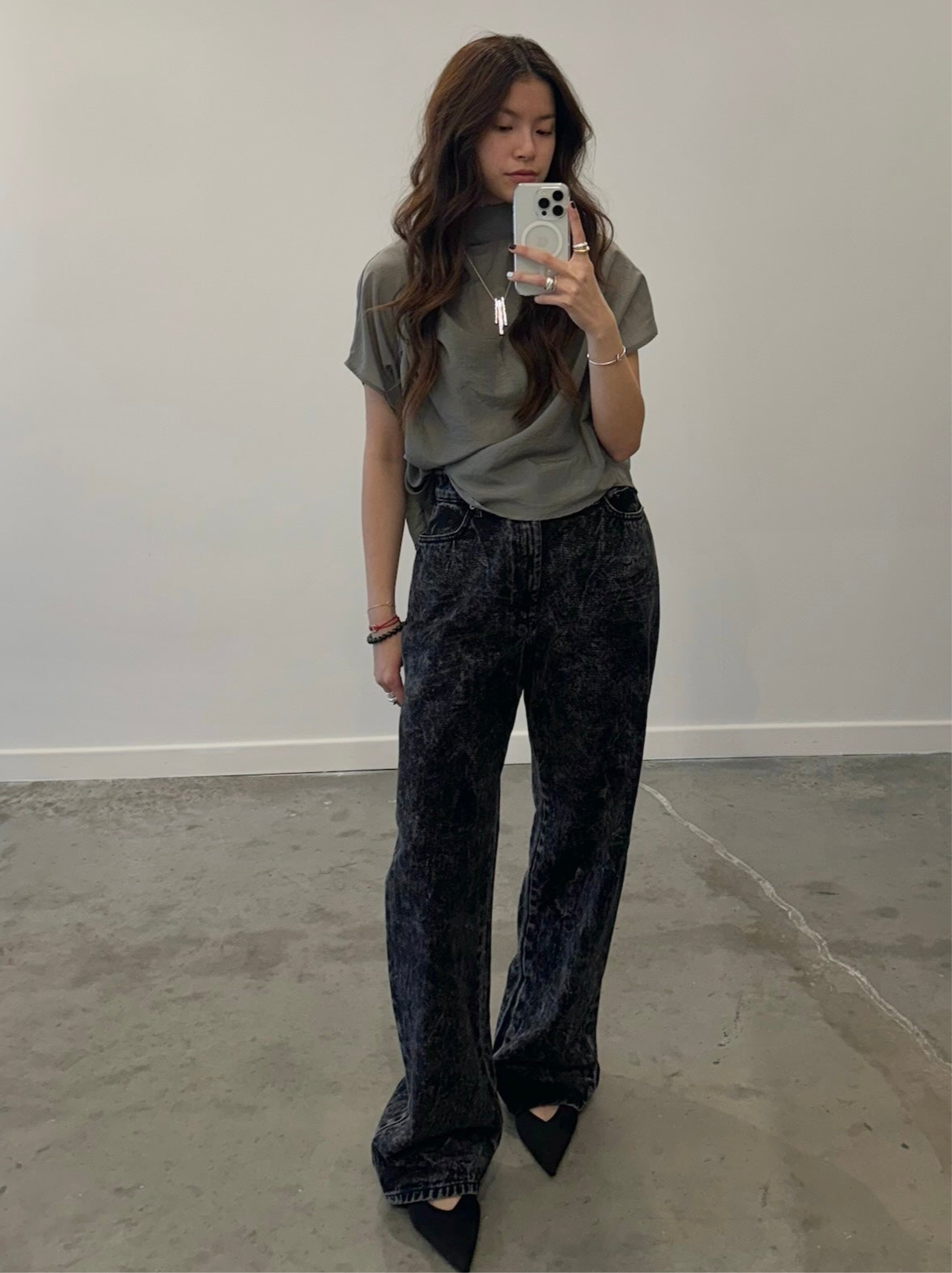 Black Acid Wash Denim Jeans