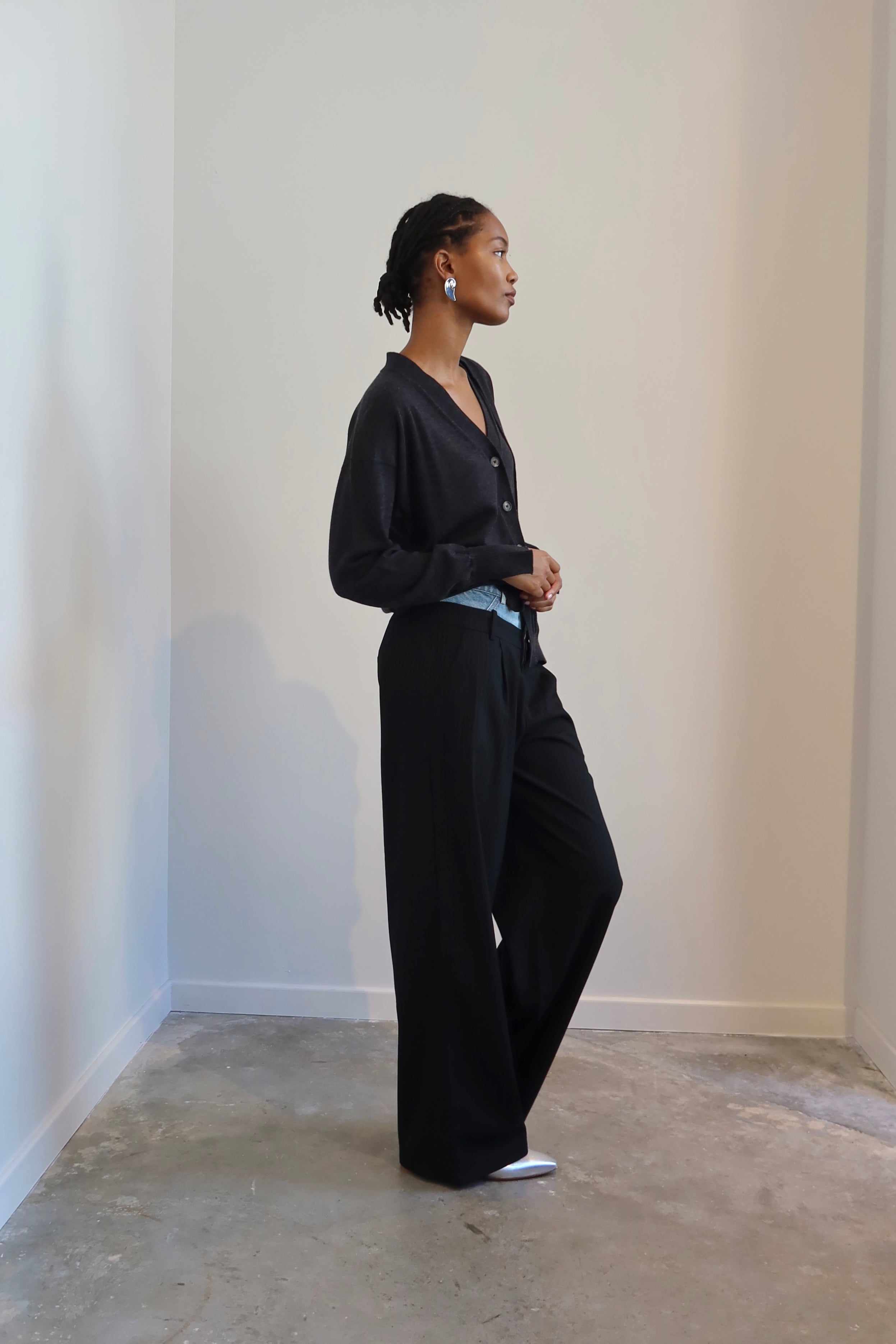 Raja Deconstructed Charcoal Cardigan