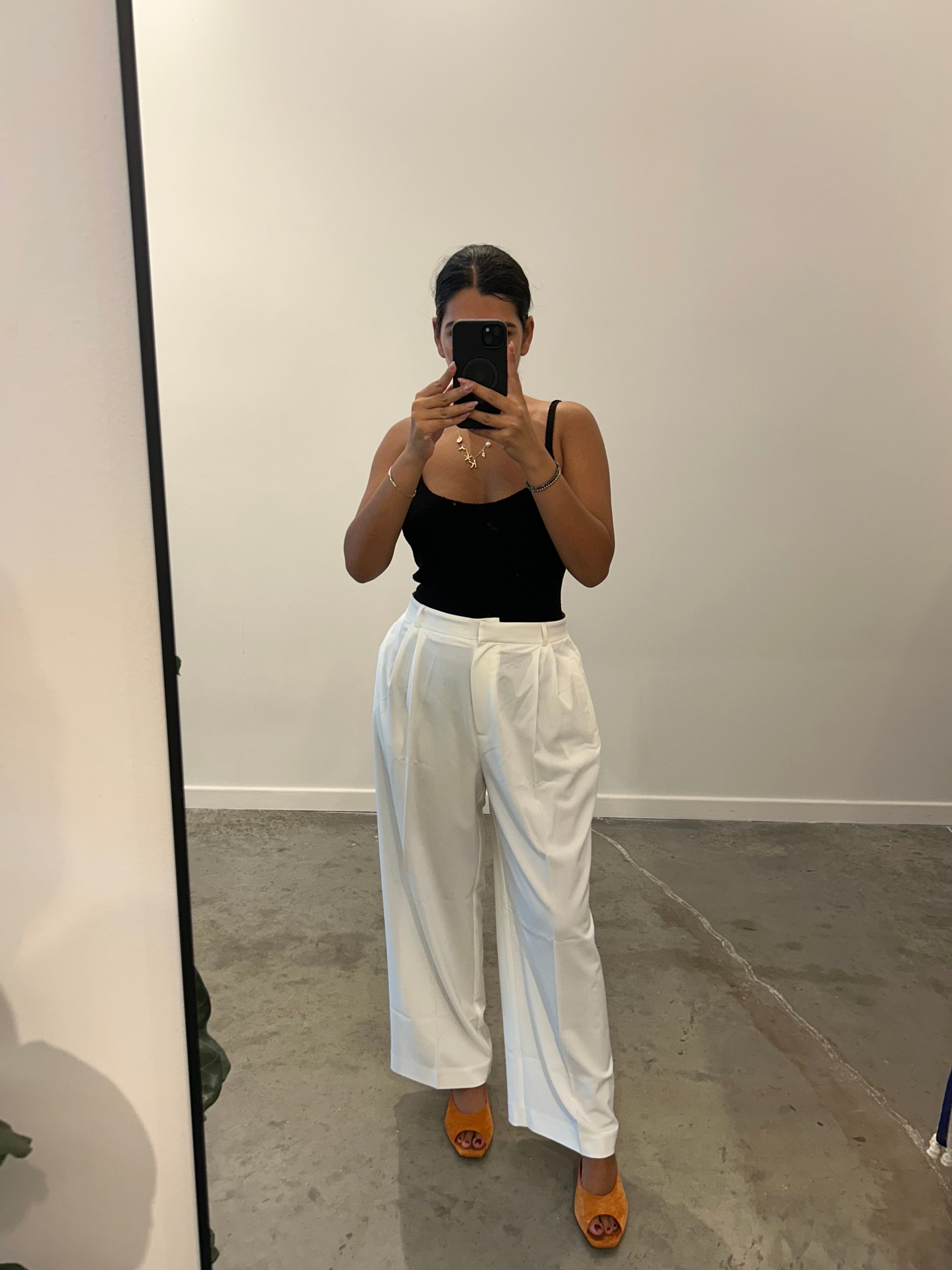 Ivory Wide Leg Tailored Trousers