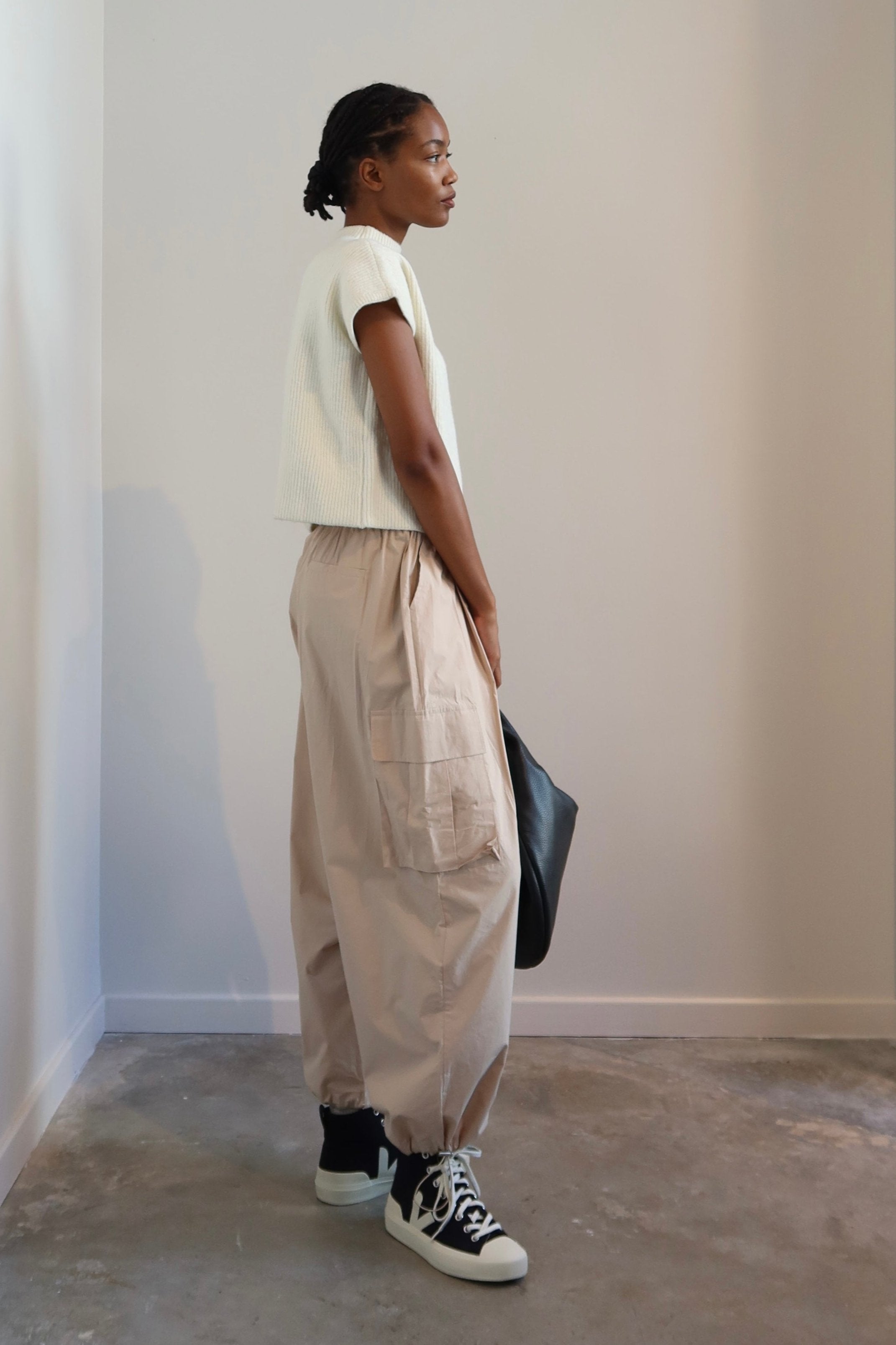 Tan Wide Leg Cargo Pants