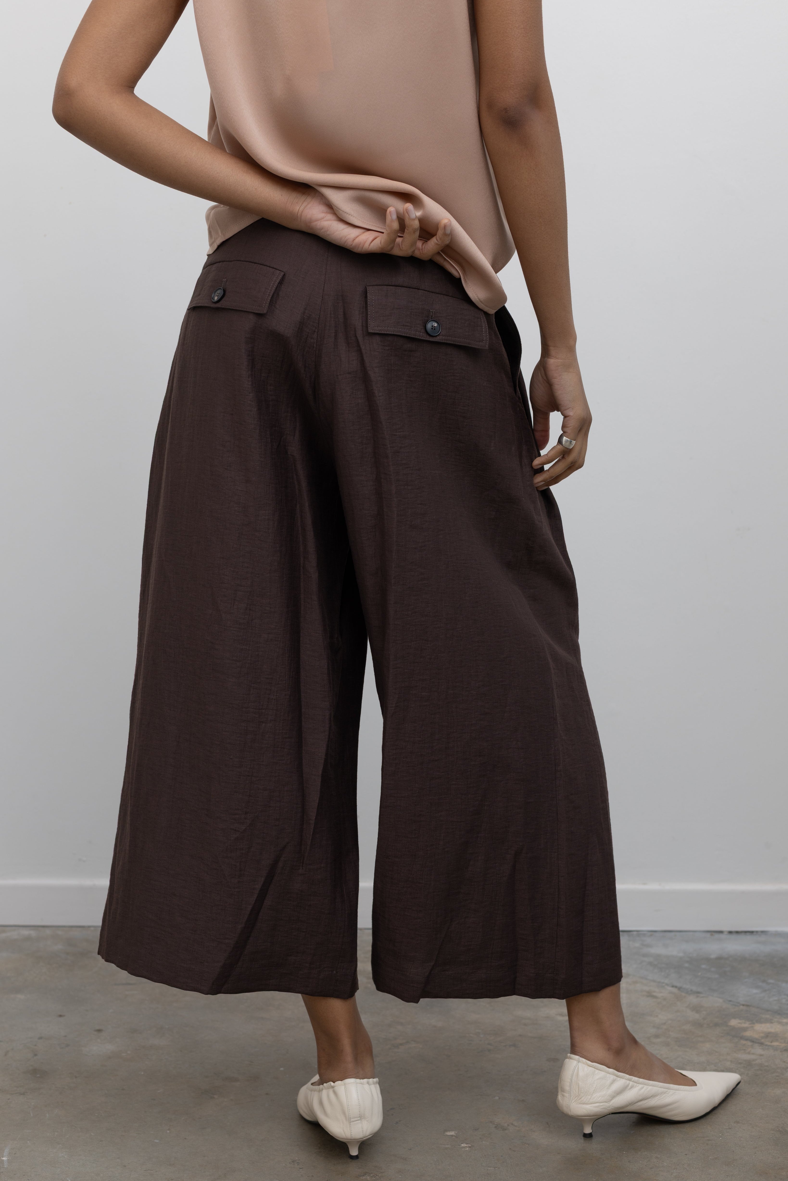 Brown Linen Culottes