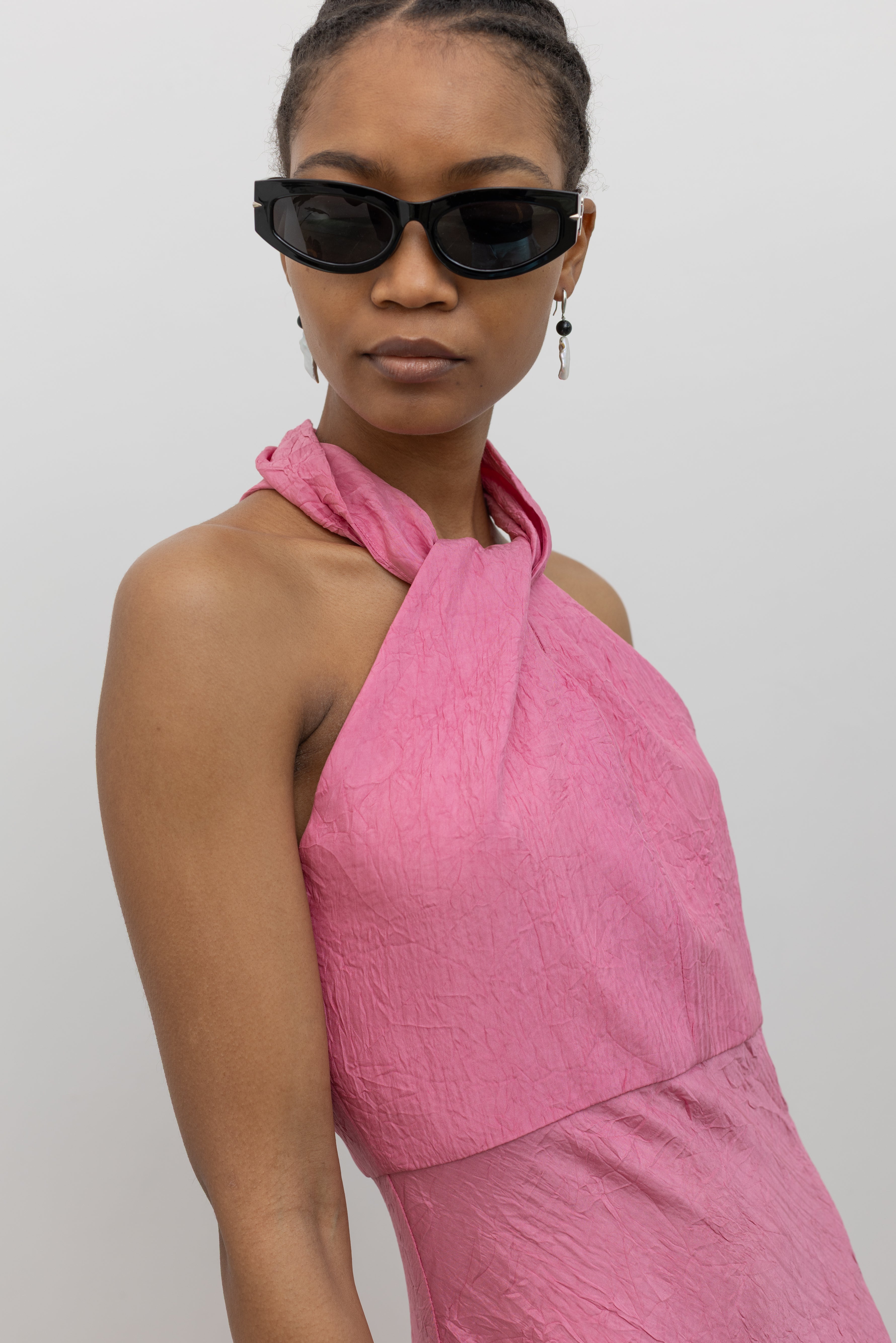 Peony Crinkle Scarf Bias Maxi Dress